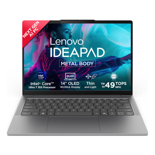 Lenovo IdeaPad Slim 5 Intel Core Ultra 7 355 Next-Gen AI PC (16GB RAM/512GB SSD/14 (35.5cm)/WUXGA OLED/Copilot+ PC/Windows 11/MSO 365 Basic+Office 2024/1Yr ADP Free/Grey/1.4Kg), 83S5005KIN