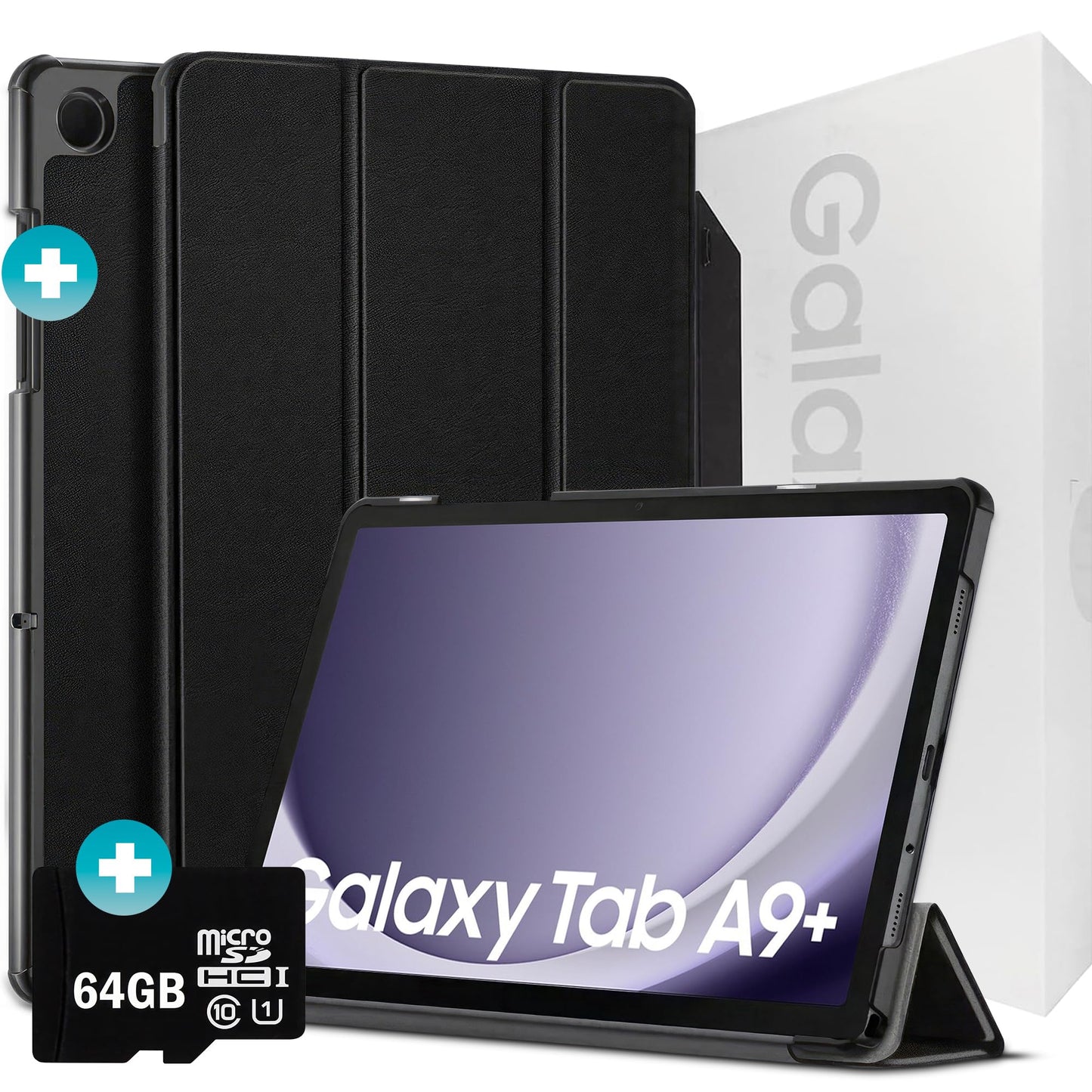 SAMSUNG 2024 Galaxy Tab A9+ 11 inch 64GB | Android 13 WiFi international touch screen | large screen, quad speakers, slim | tablet pack, hard case with stand