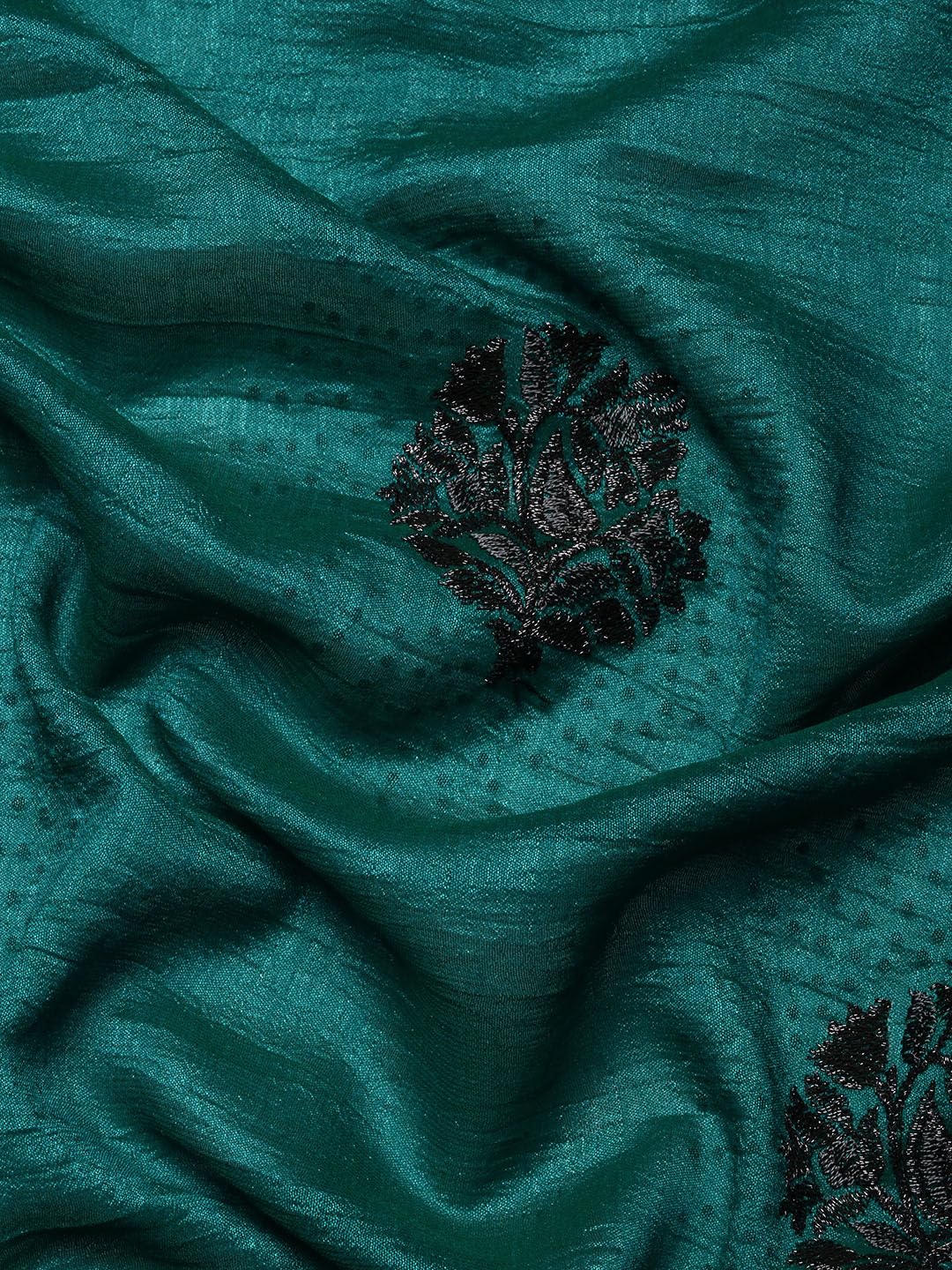 MOHEY Women's Art Silk Machine Resham & Zari Boota & Border Work Saree with Unstitched Blouse Piece - Green