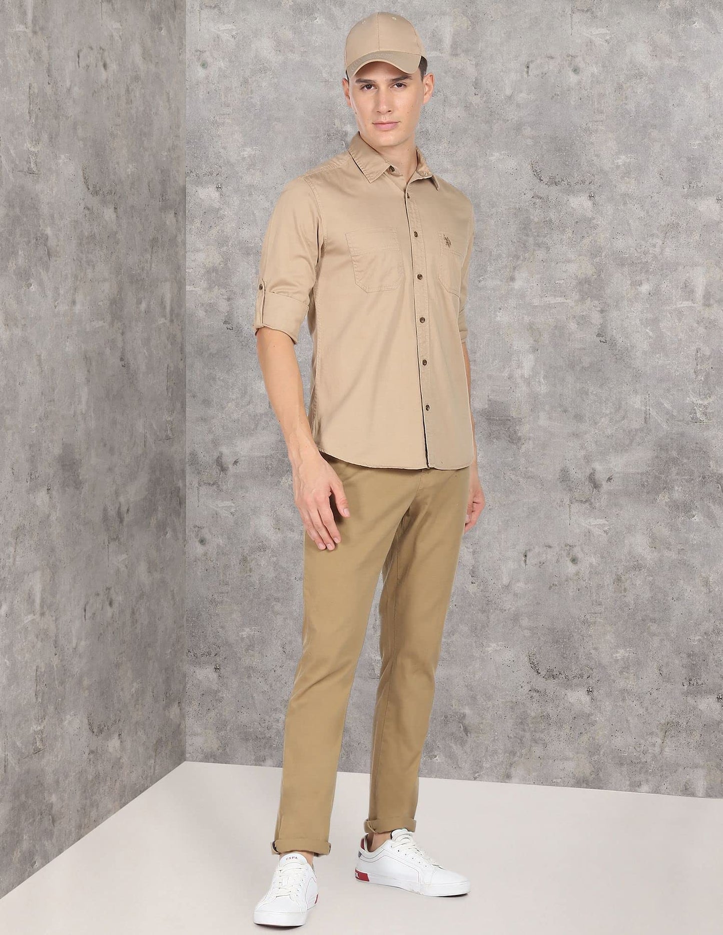 U.S. POLO ASSN. Men's Regular Fit Shirt (UDSHT-G107_Khaki