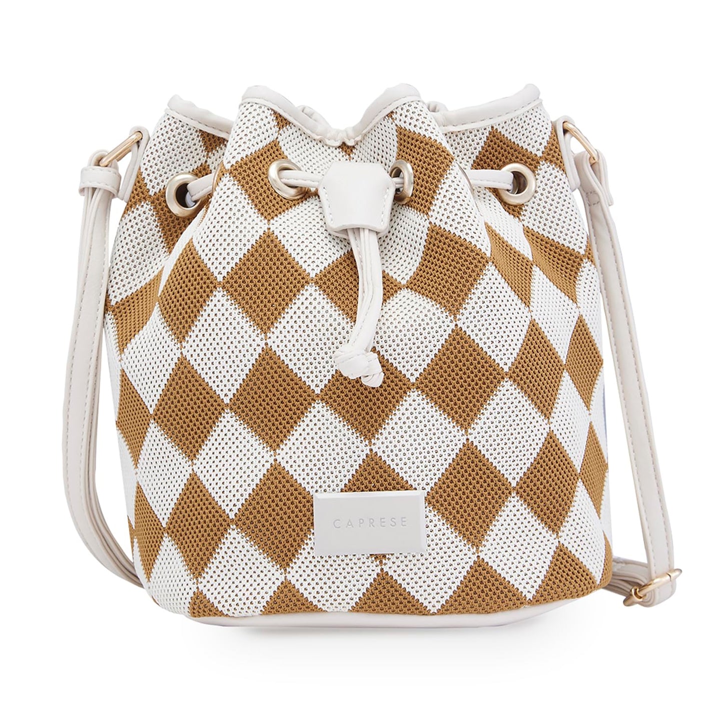 Caprese Checker Sling Bag for Women (Medium, Cream)