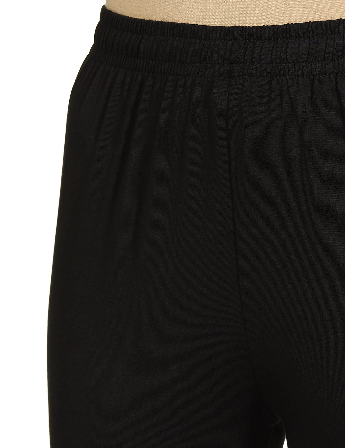 Max Women Solid Mid Rise Elasticated Regular Fit Churidar (Nooskc21Bl_Black_XL)