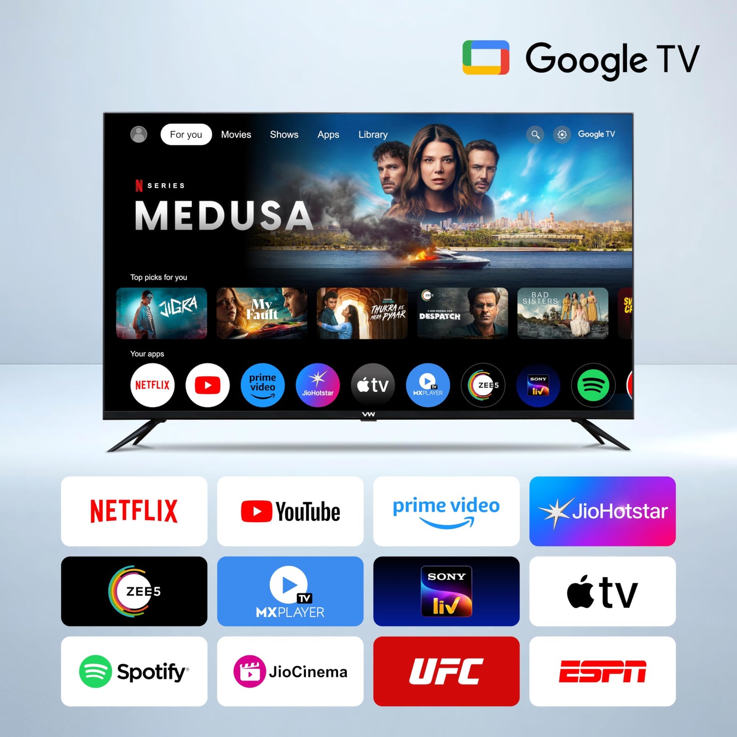 VW 140 cm (55 inches) Pro Series 4K Ultra HD Smart QLED Google TV VW55GQ1 (Black)