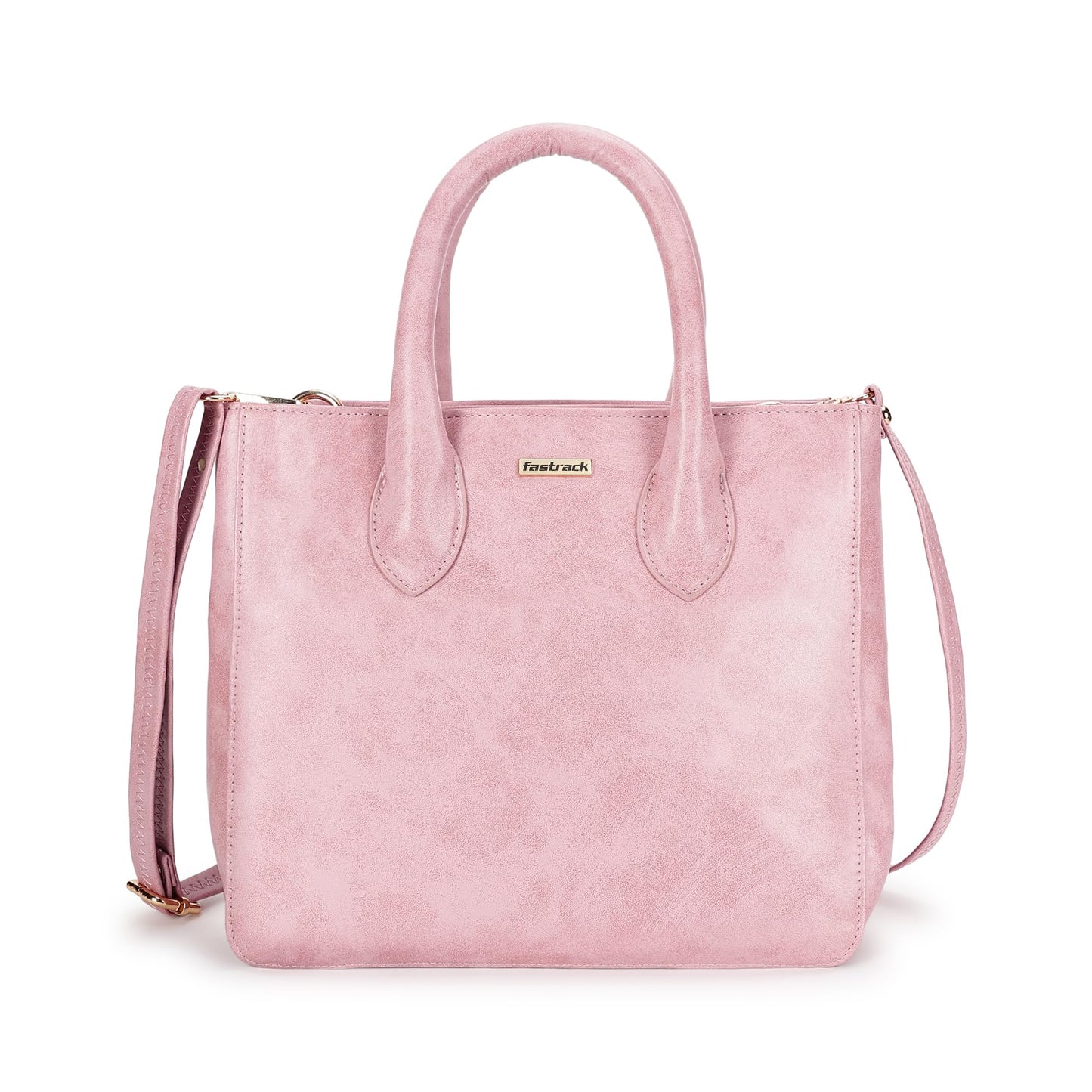 Fastrack Women Carryall Satchel with Top Handles and Adjustable Shoulder Strap - Stylish Zippered for Everyday Use, Pink
