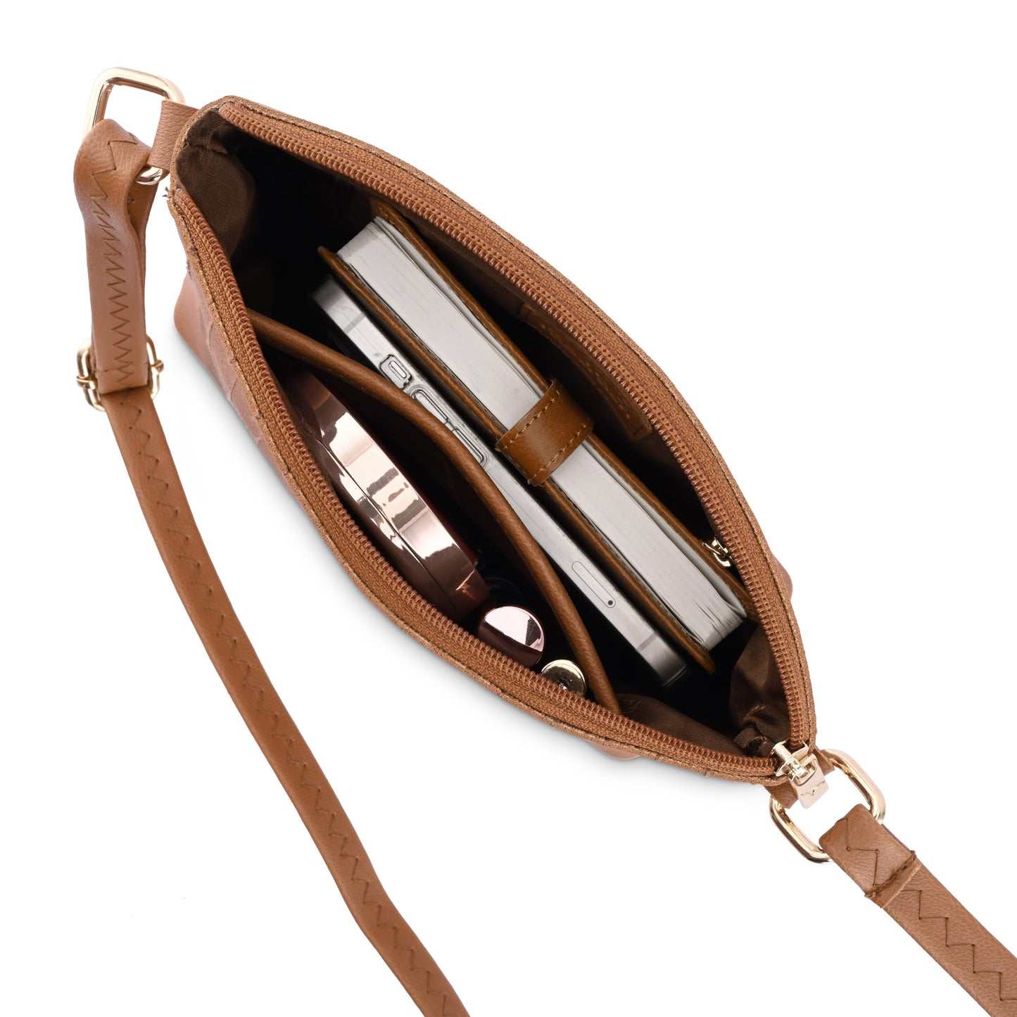 Fastrack Solid Sling Bag for Women, Girls and Ladies | Ladies Purse Handbag | with Adjustable Sling Straps and Zipper Closure Tan