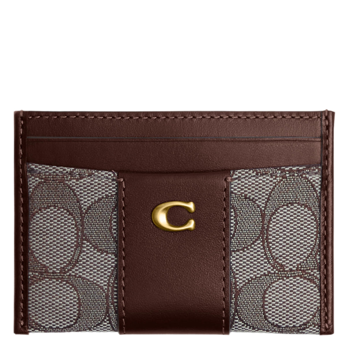 Coach Essential Card Case, Brass/Oak Signature, One Size