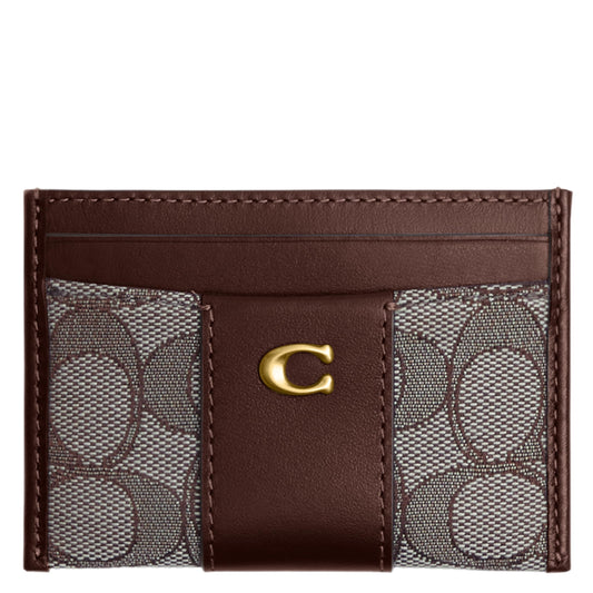 Coach Essential Card Case, Brass/Oak Signature, One Size