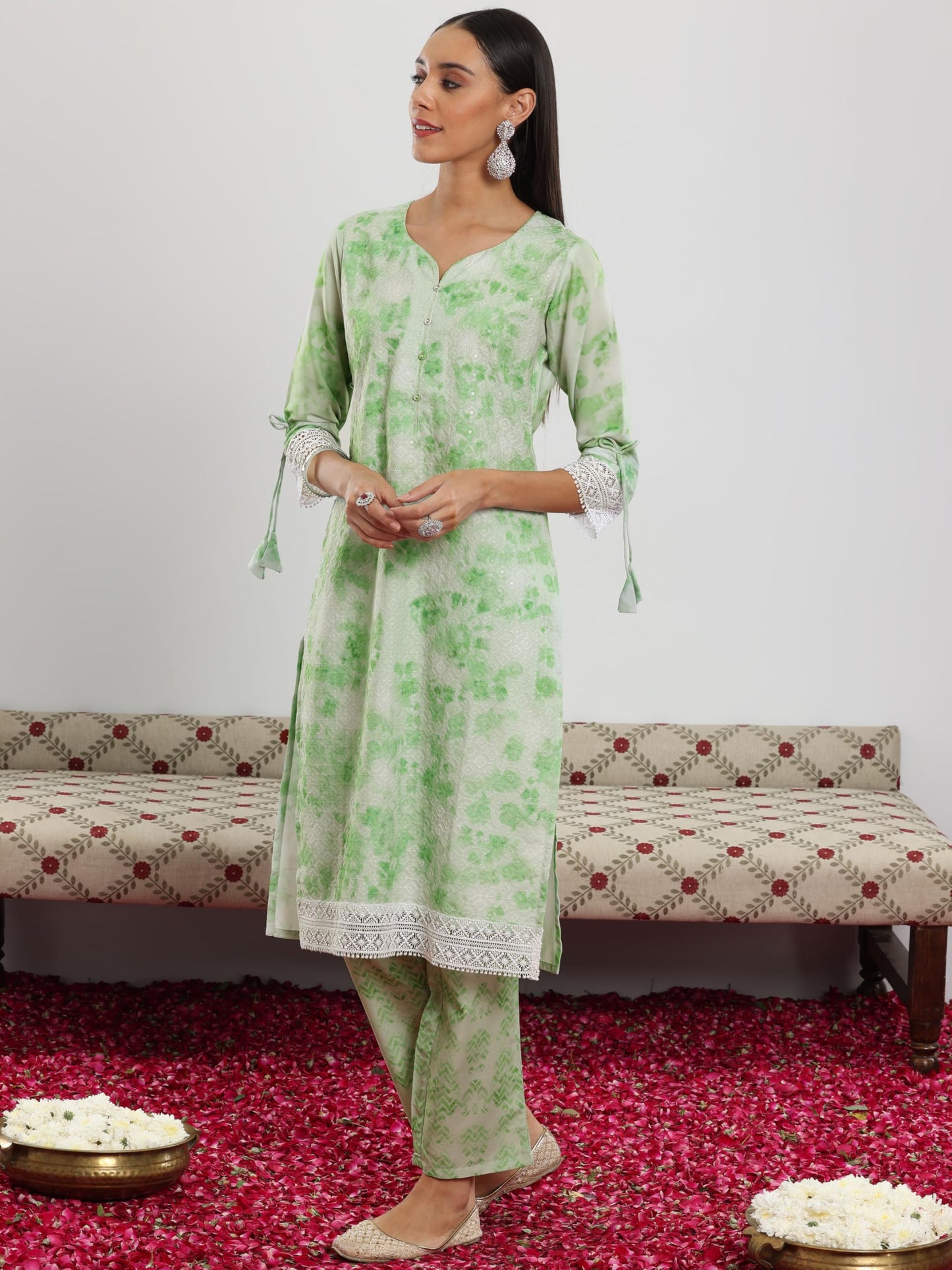 Libas Women's Cotton Blend Kurta Set (35376_Green