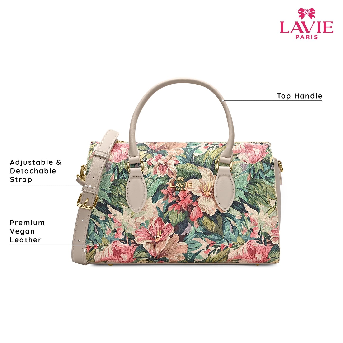 LAVIE PARIS Women's Fleur Medium Satchel Bag | Satchel Handbag for Work | Ladies Purse | Stylish Shoulder Bag | Gift for Women
