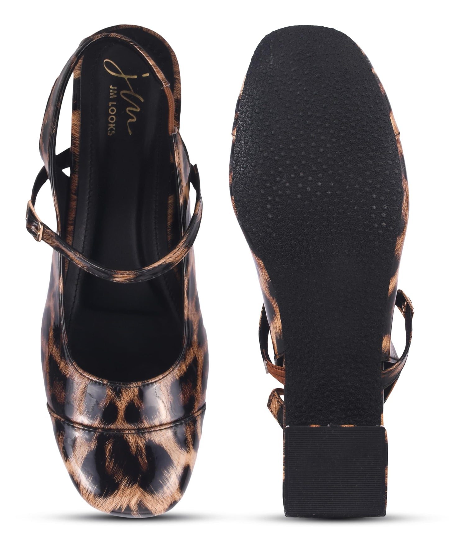 JM LOOKS Animal Print Slingback Low-Block Heel for Trendy Casual Wear
