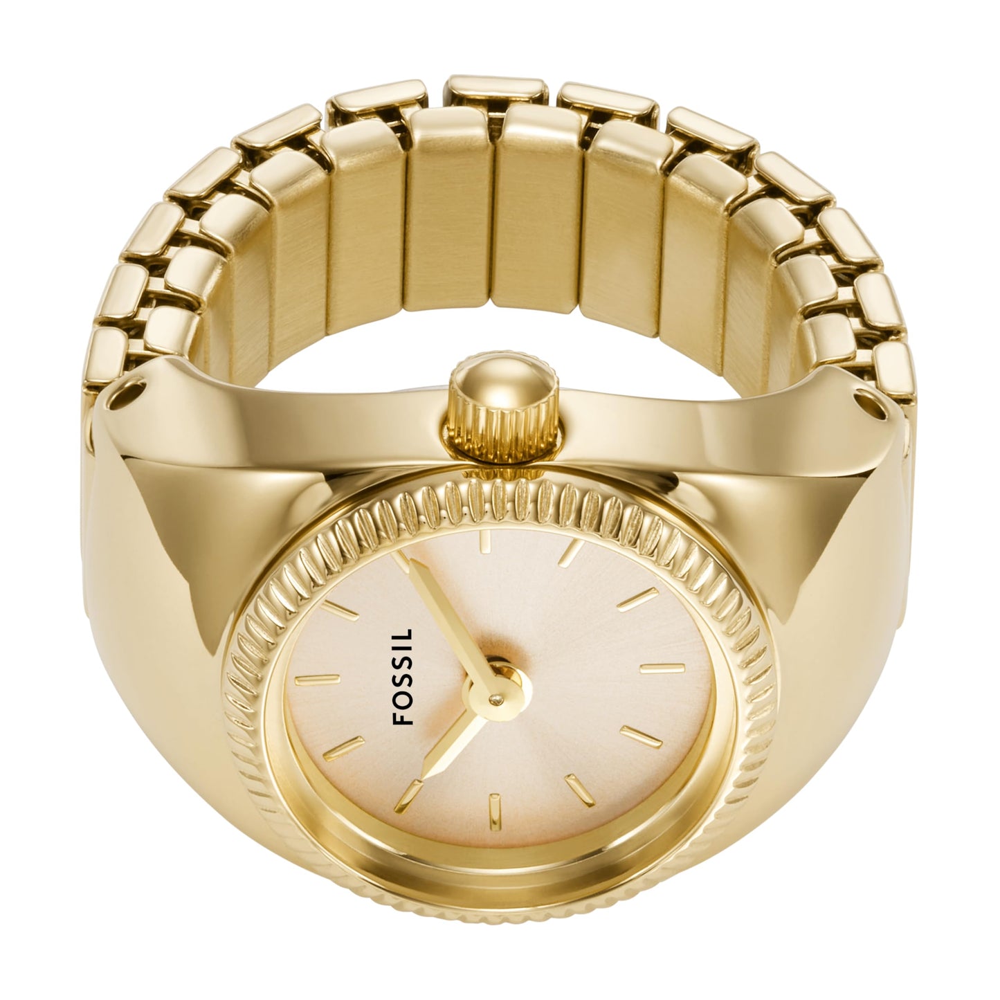 Fossil Watch Ring Gold dial ES5246 for Women, Analog, Stainless Steel, Gold Strap