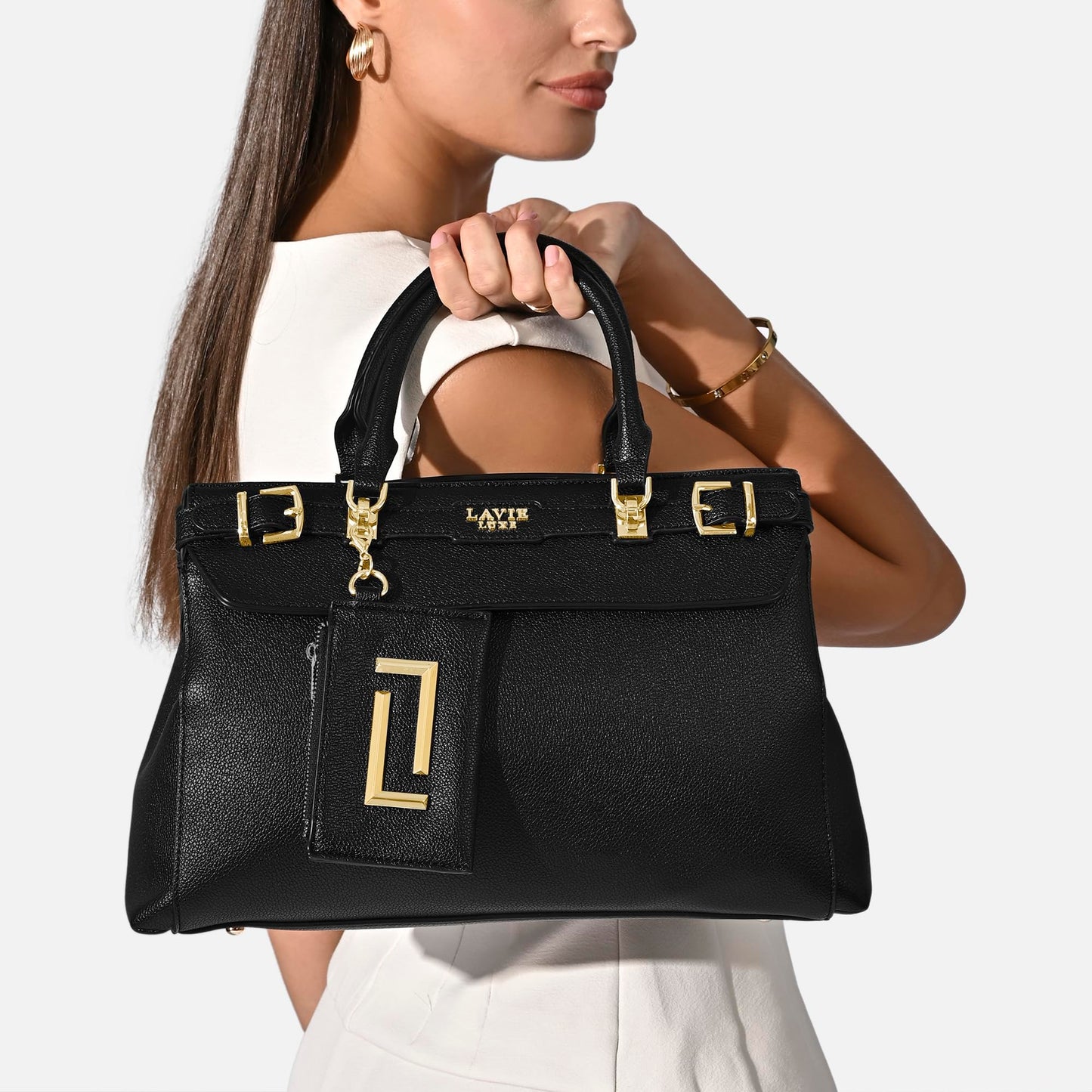 Lavie Luxe Women's Duo Cindy Horizontal Satchel Bag | Satchel Handbag For Work | Ladies Purse | Stylish Shoulder Bag | Gift For Women