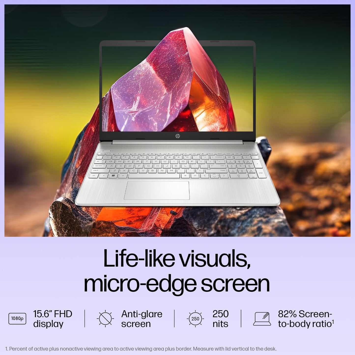 HP 15s, 12th Gen Intel Core i3-1215U Laptop (8GB DDR4, 512GB SSD) Anti-Glare, 15.6"/39.6cm,FHD, Win 11, MS Office 21, Silver, 1.69kg, Intel UHD Graphics, HD Camera, Dual Speakers, fy5006tu