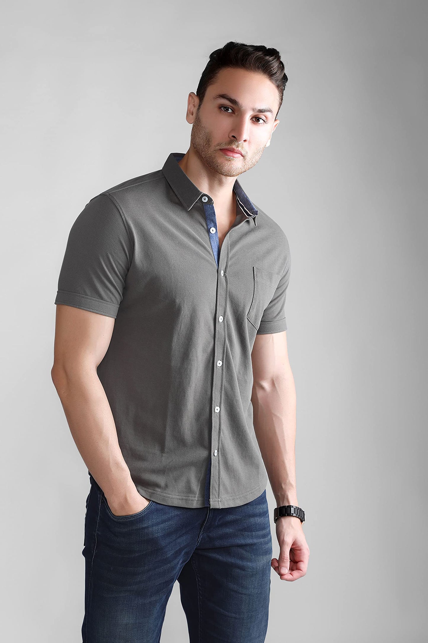 Zuperb Men's Regular Fit Shirt (ZB-701_Olive_XS)