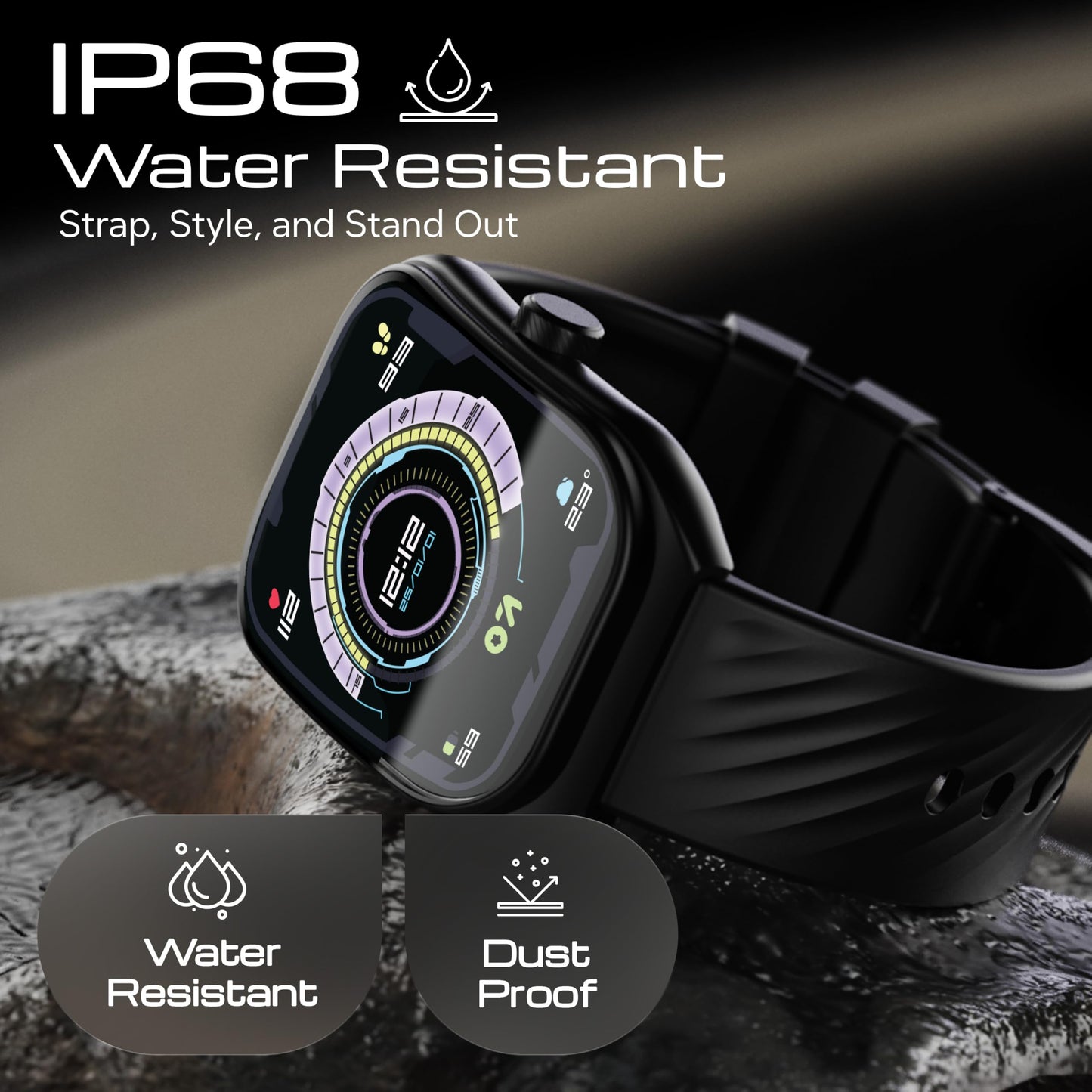 GOBOULT Trail Pro Smartwatch 2.01'' 3D Curved Screen+AMOLED, BT Calling 5.3, 600 Nits Brightness, IP68, 250+ Watchfaces, 120+ Sports Modes, AI Voice Assistant, SpO2 Tracking (Black)