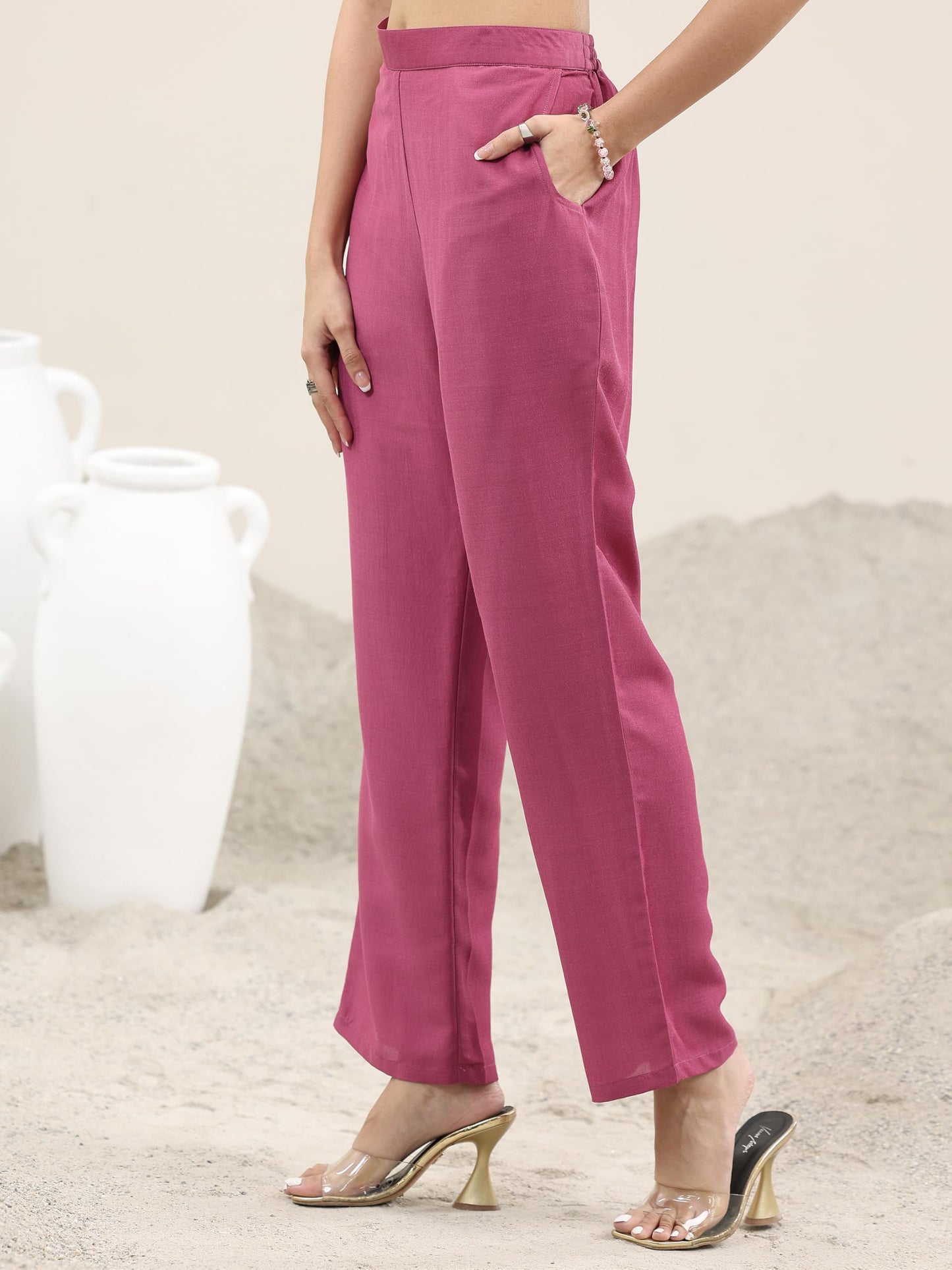 Libas Women's Silk Blend Kurta Set (400339H_Pink