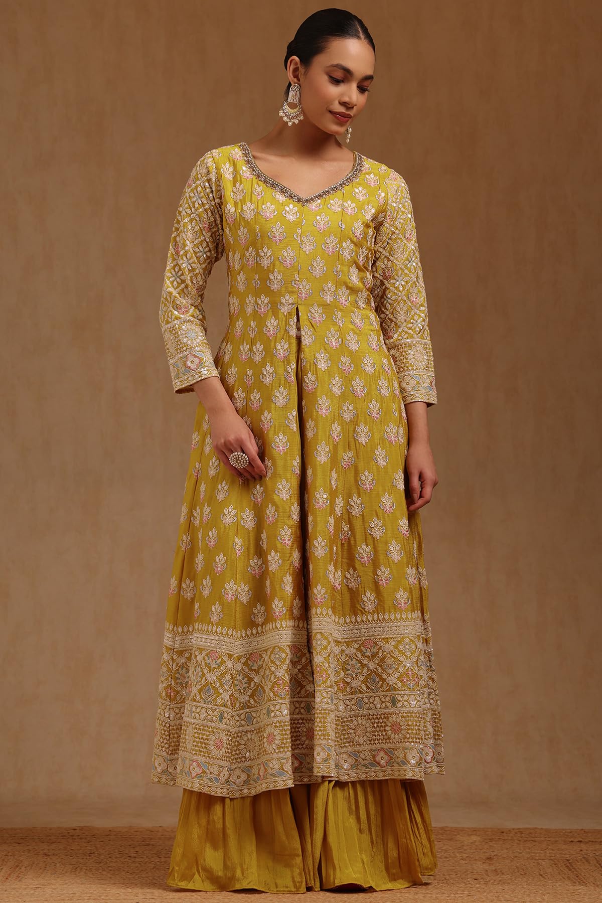 Soch Women's Chinon Salwar Suit Set (OWS5CD21612_Mustard