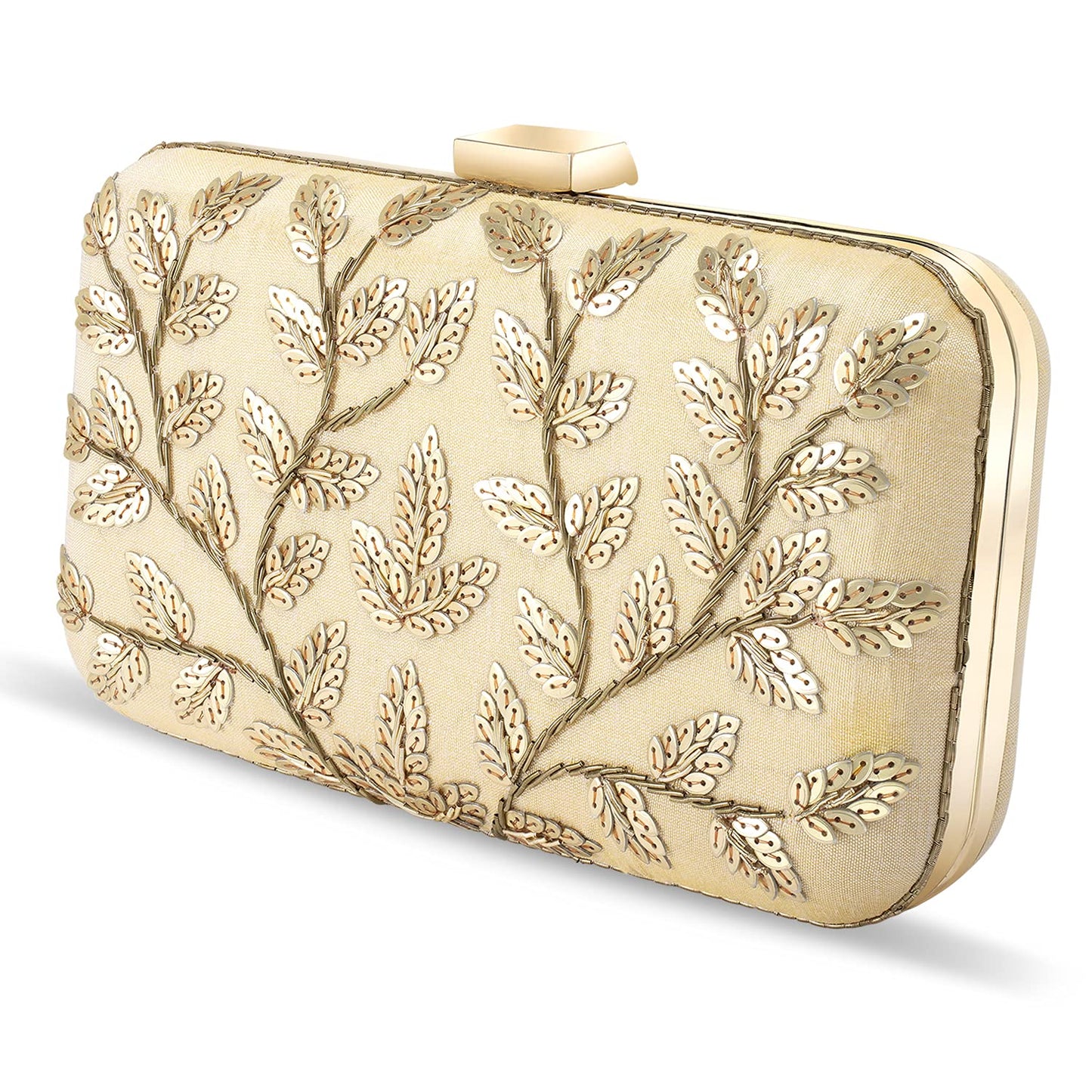 Peora Clutch Purses for Women Wedding Handmade Evening Handbags Party Bridal Clutch (C04G) Gold