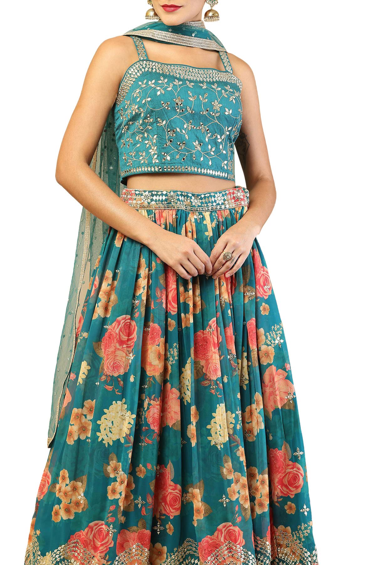 Soch Female Green Floral printed Lehenga choli set