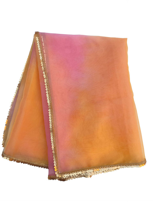faith visit women's tie dye organza dupatta (pink) Free Size