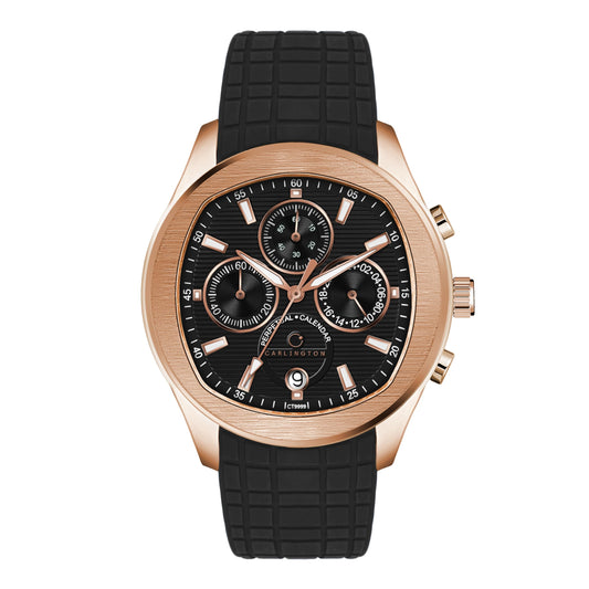 Carlington Legacy Series Analog Wrist Watches with Chronograph & Silicone Strap for Men - CT 9999