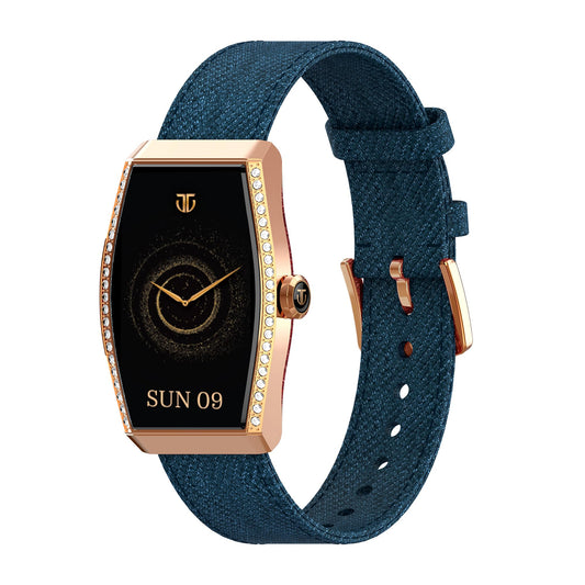 Titan Valerie Aura Women Smartwatch with 1.47 AMOLED Display,Crystal Studded Bezzel,Luna Wellness,UV/AQI Index,Animated Watchfaces,QR Hub,Stress Monitoring,Breathe Exercise,IP68-Teal Green