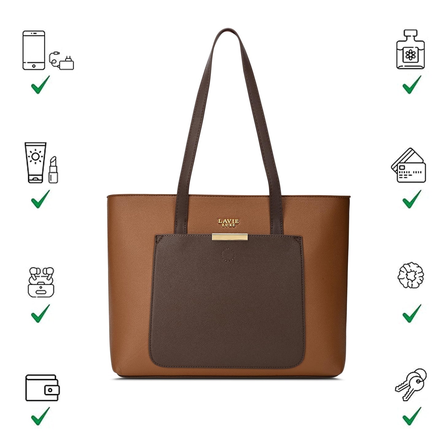 Lavie Luxe Women's Bliss25 Large Tote Bag | Tote Bag for Work | Ladies purse | Stylish Shoulder Bag | Gift for Women