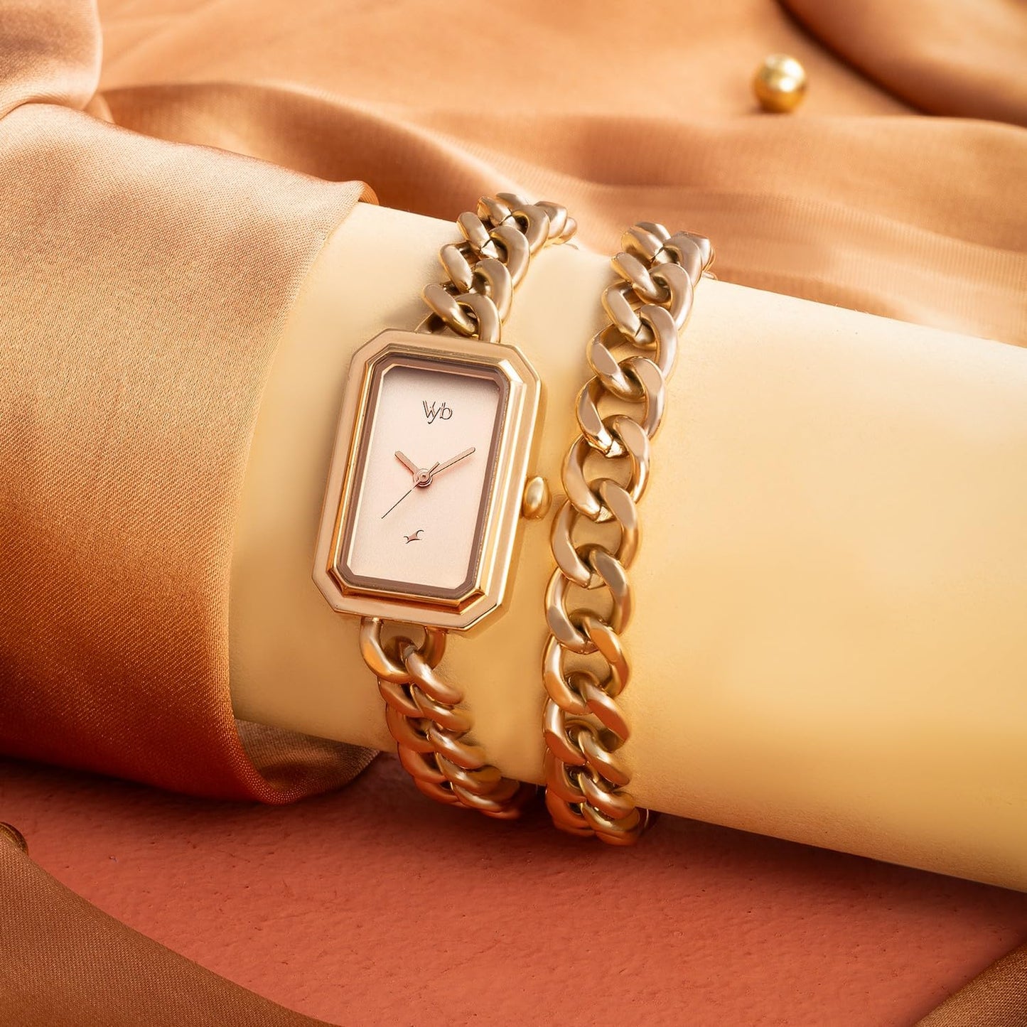 Fastrack Vyb Showstopper Quartz Analog Rose Gold Dial Rose Gold Alloy Strap Watch for Women - FV60065WM02W