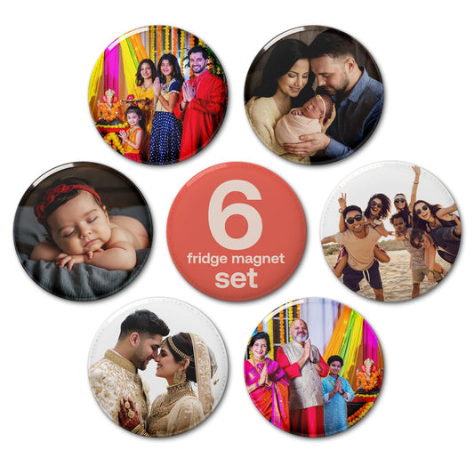 Divamism Fridge Magnet Customized Photo Set of 6 for Family 3X3 Inch Personalized Gifts for Women, Freeze Magnets Photo Frame, Wedding for Couples, Fridge Magnets Refrigerator Stylish