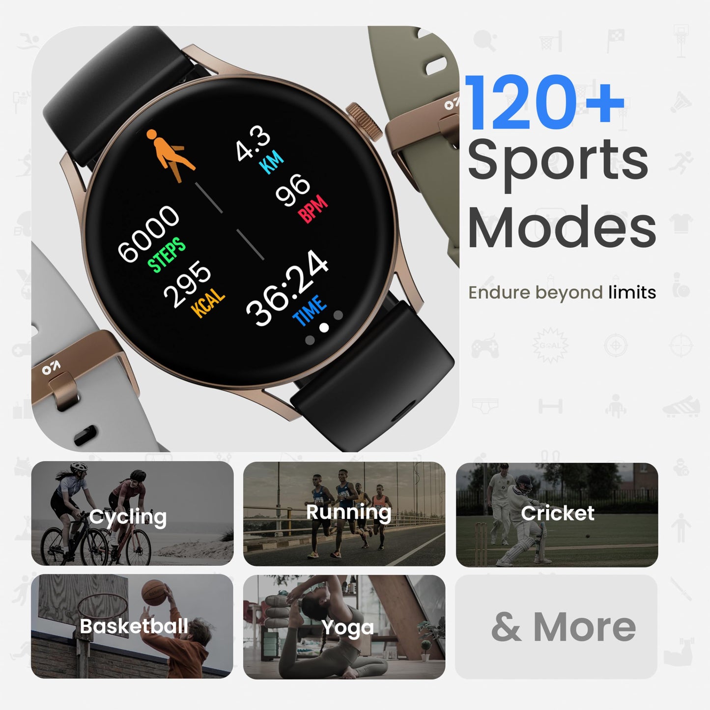 GOBOULT Newly Launched Rover Pro Smartwatch 1.43'' AMOLED, BT Calling 5.2, 1000 Nits Brightness, IP68, 150+ Watchfaces, 120+ Sports Modes, AI Voice Assistant, SpO2 Monitoring (Elite, Free Straps)