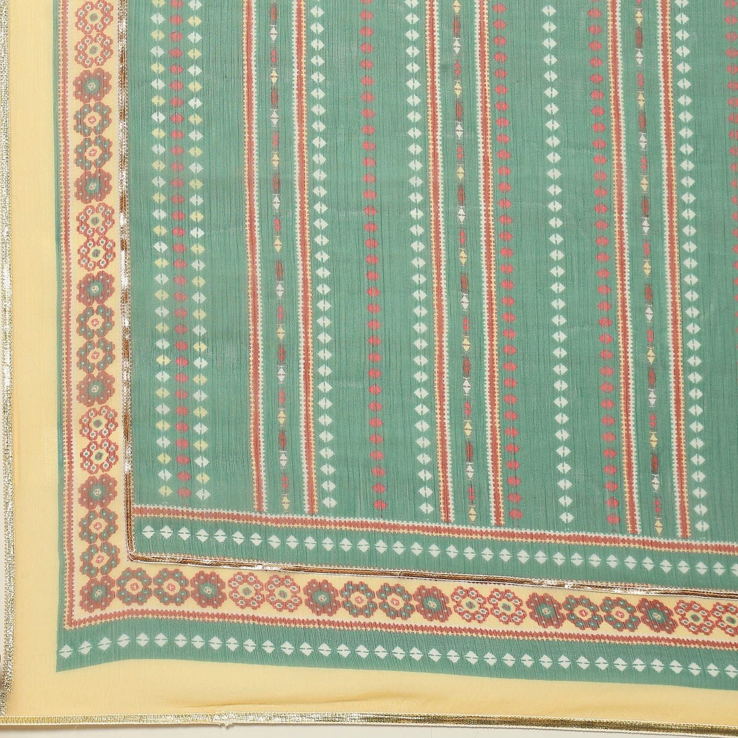 BIBA Polyester Women Printed Fitted Salwar Kurta Dupatta(SKDASSORTED8190_GREEN_34), Medium