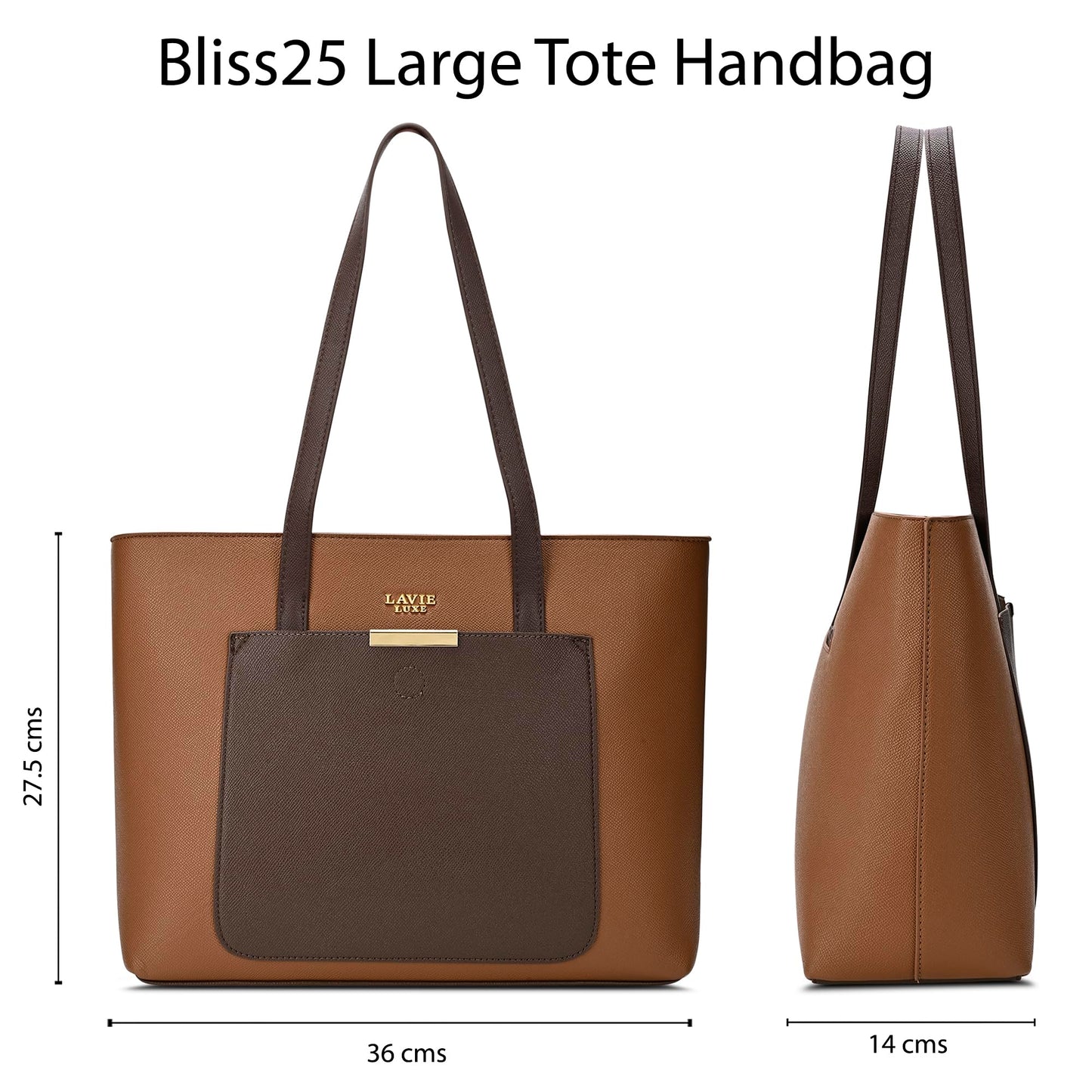 Lavie Luxe Women's Bliss25 Large Tote Bag | Tote Bag for Work | Ladies purse | Stylish Shoulder Bag | Gift for Women