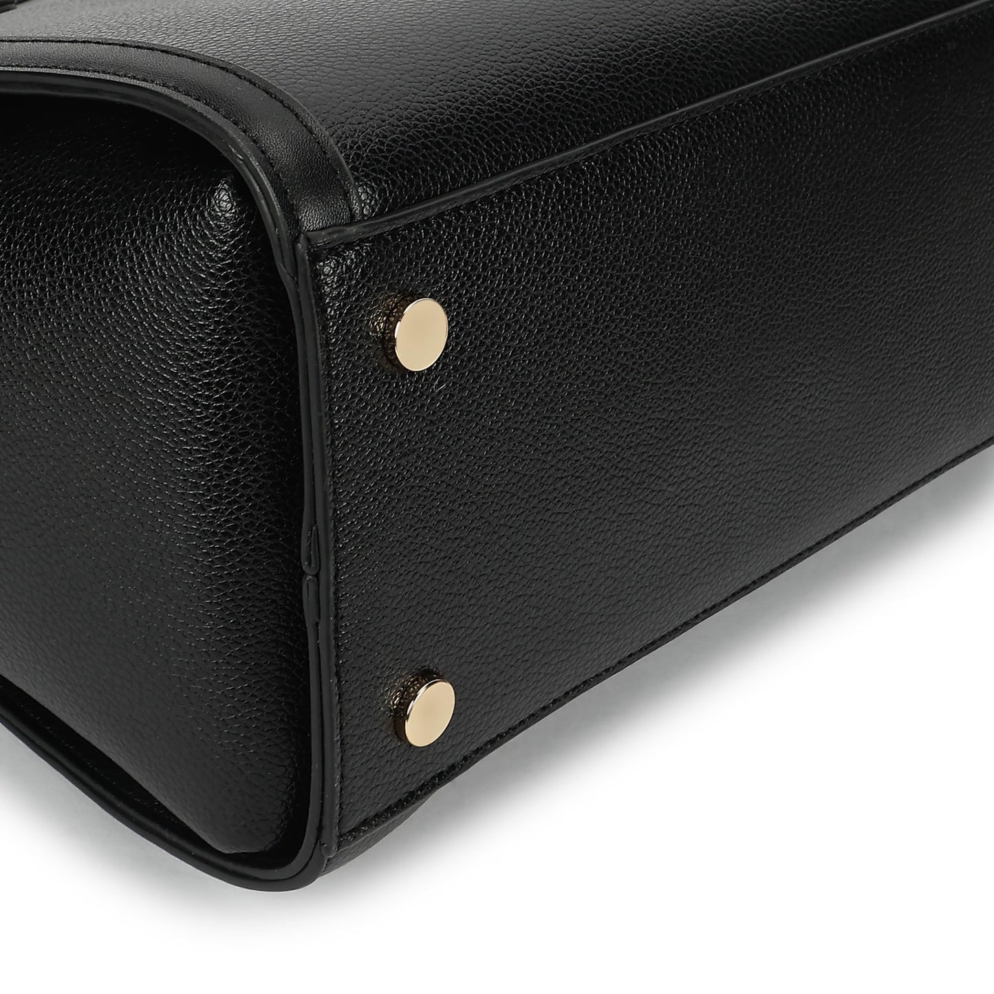 Fastrack Black Core Satchel | Women’s Faux-Leather Handbag in Black | 2 Compartments, Zipper Pockets, External Pocket & Detachable Strap | Gold Hardware