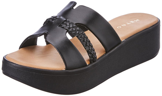 Metro Women Black Synthetic Sandals - EU/38 UK/5-34-60
