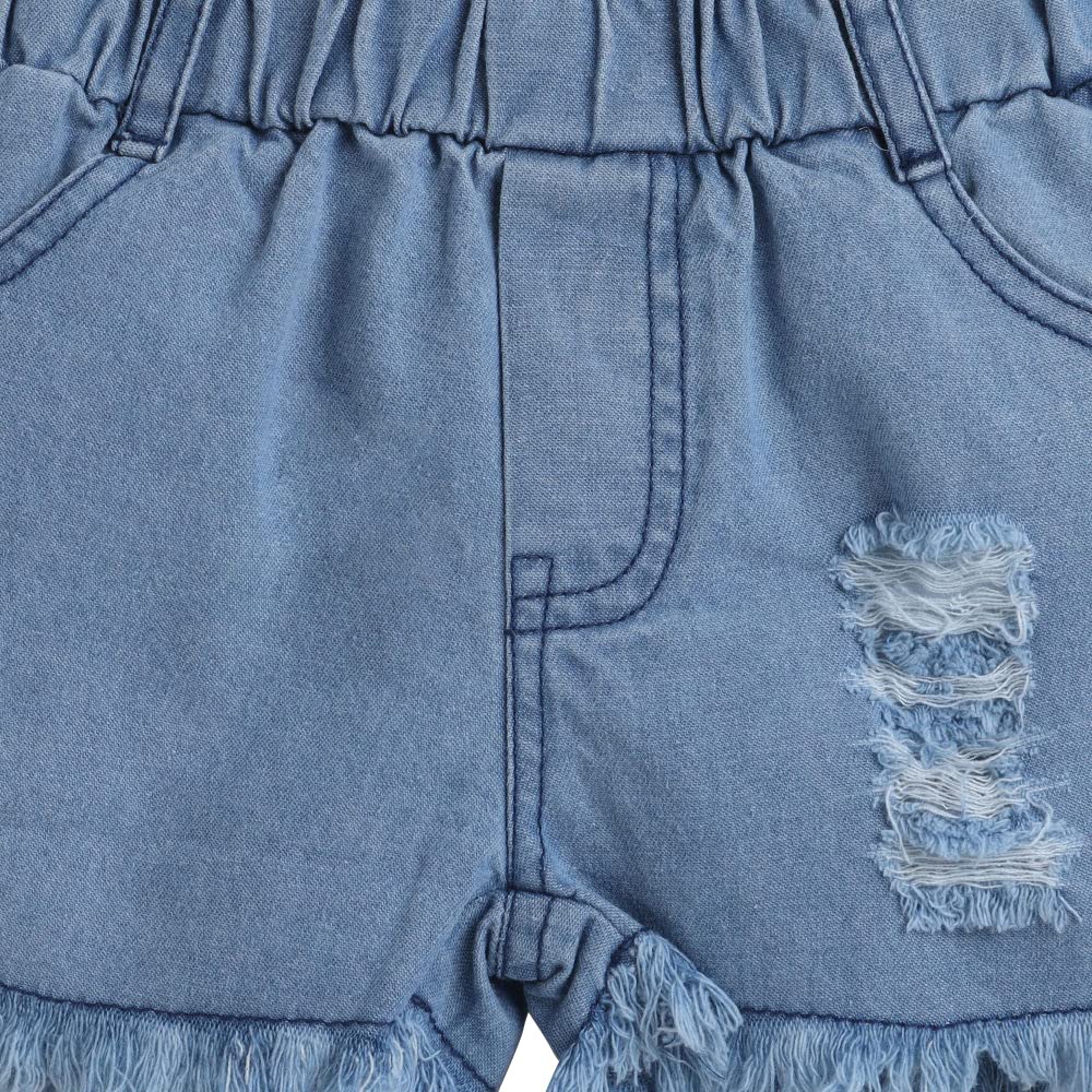 Hopscotch Girls Stripe Print BlouseShorts Set In Multi Color for Ages 2-3 Years