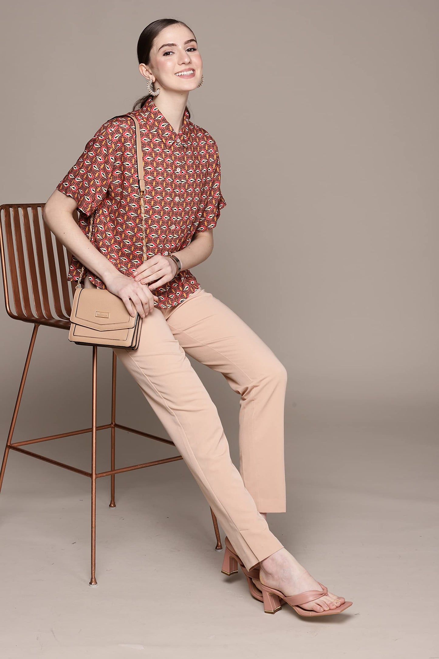 Label RITU KUMAR Peach Geometric Shirt