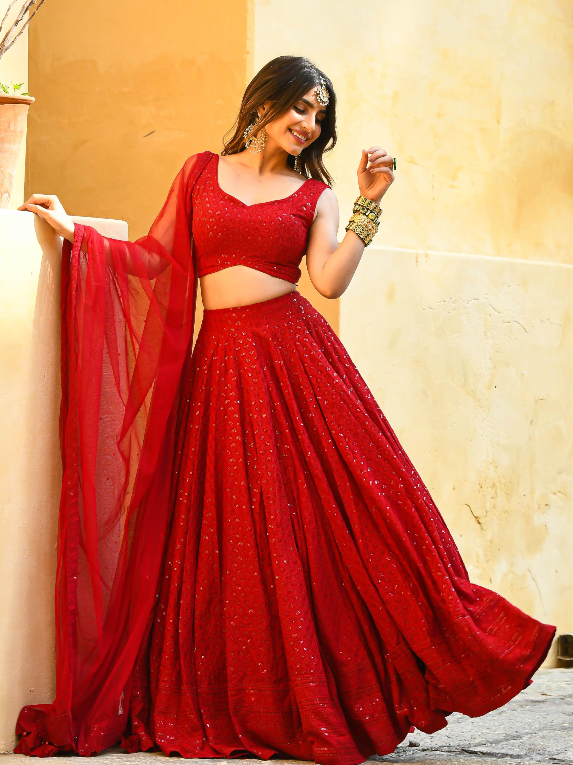 Red Bridal Lehenga Online Amazon Zeel Clothing Women's Georgette
