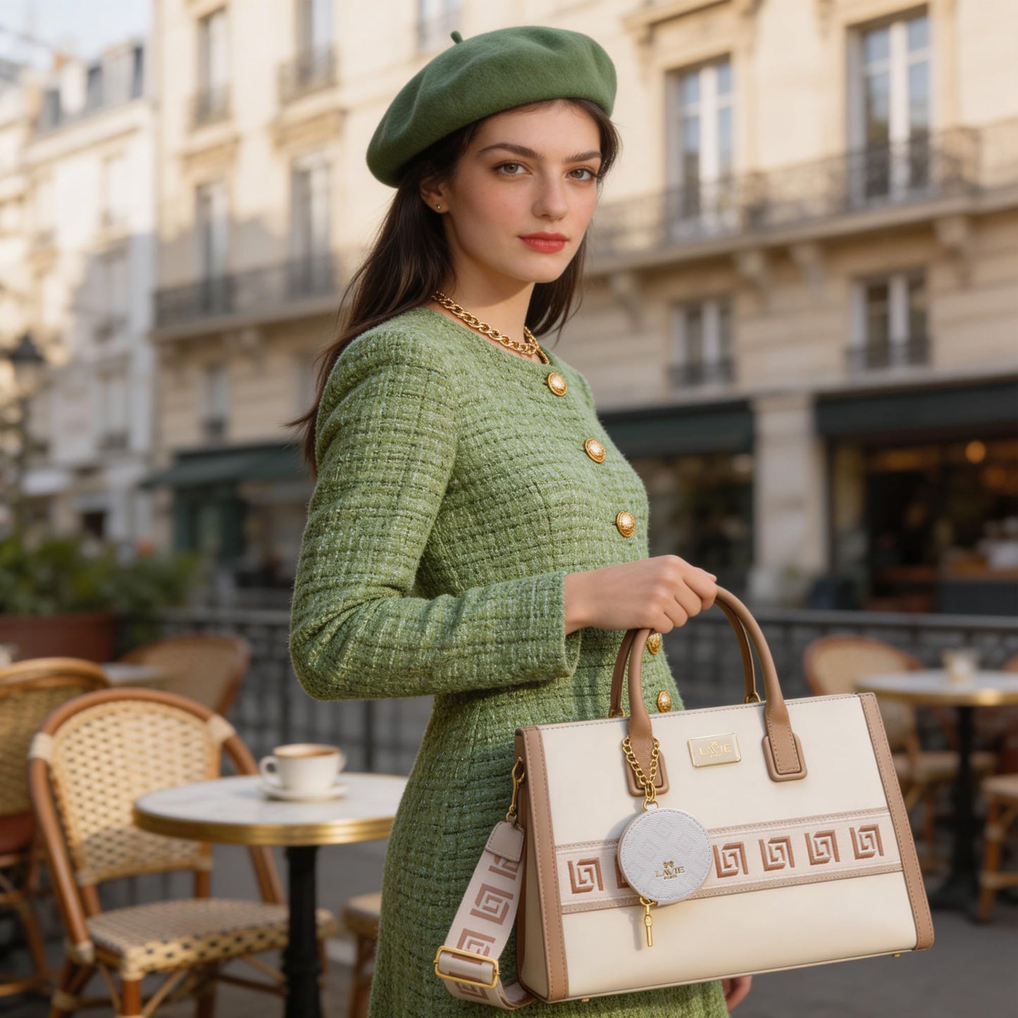 LAVIE PARIS Women's Jade Large Monogram Satchel Bag | Satchel Handbag for Work | Ladies Purse | Stylish Shoulder Bag | Gift for Women