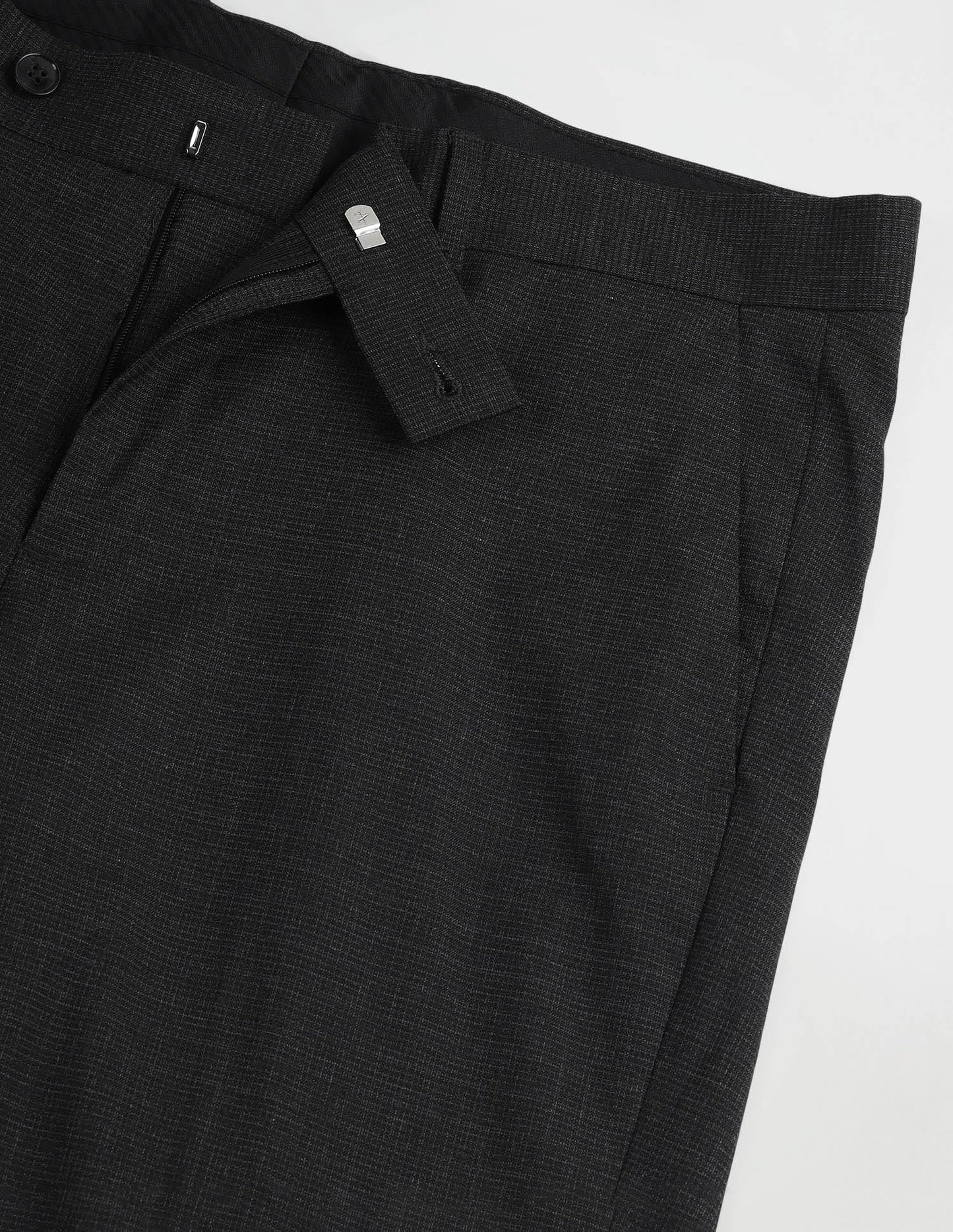 Arrow Men's Solid Polyester Formal Trouser Black