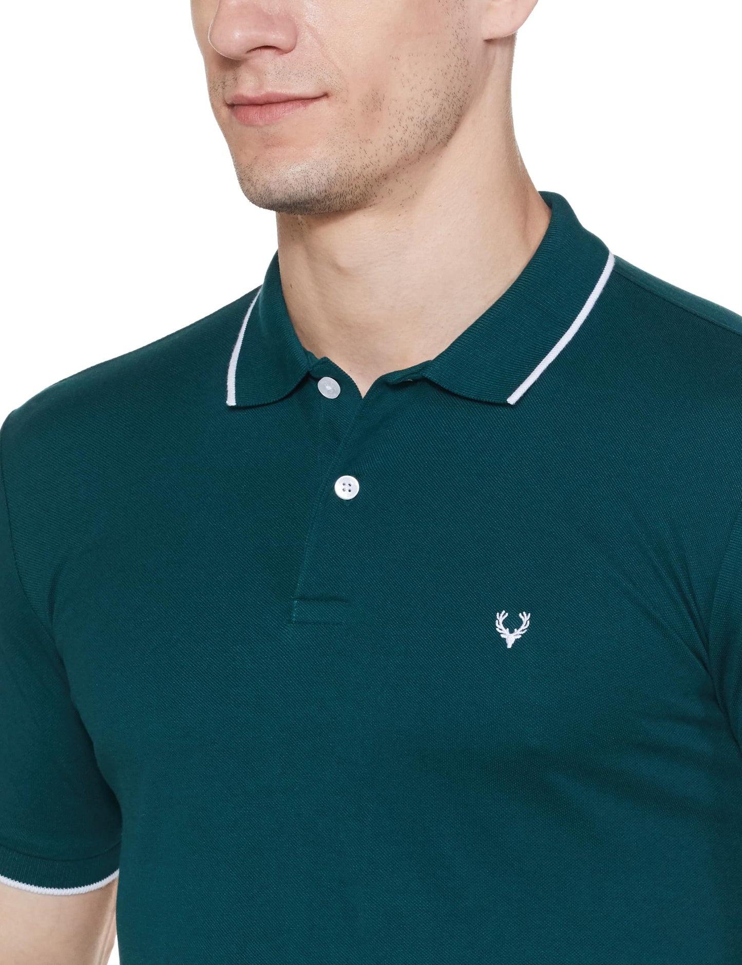 Allen Solly Men's Cotton Solid Regular Fit T-Shirt (ASKPQRGFF05705_Green, Small