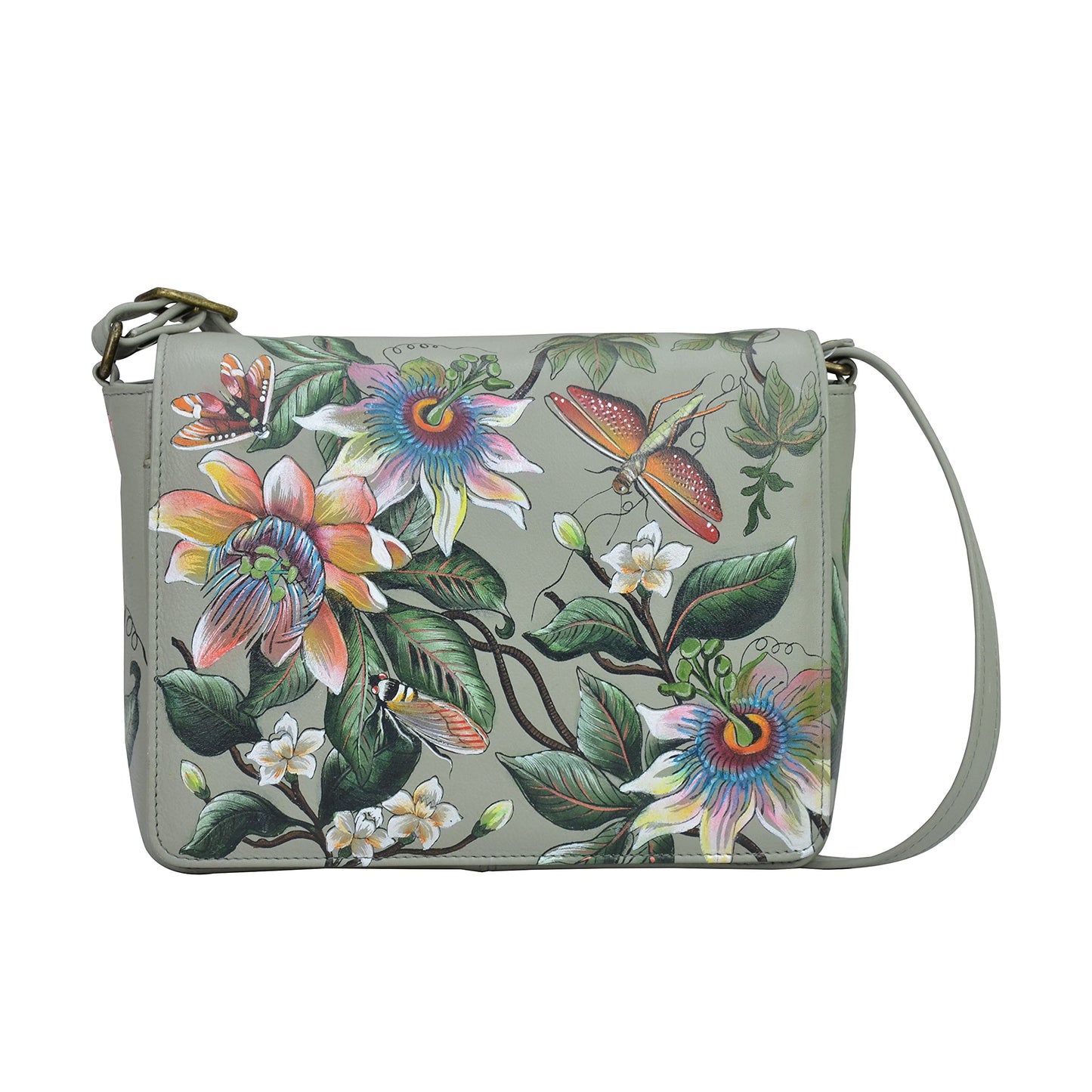 Anuschka Women’s Hand-Painted Genuine Leather Flap Crossbody - Floral Passion