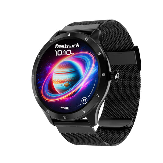 Fastrack Jupiter R2 Smart Watch for Man & Smart Watch for Women Latest with 1.38" Display, BT Calling, Functional Crown, 100+ Sports Modes, Health Suite, SOS, IP68, 5 Days Battery (Black Mesh)