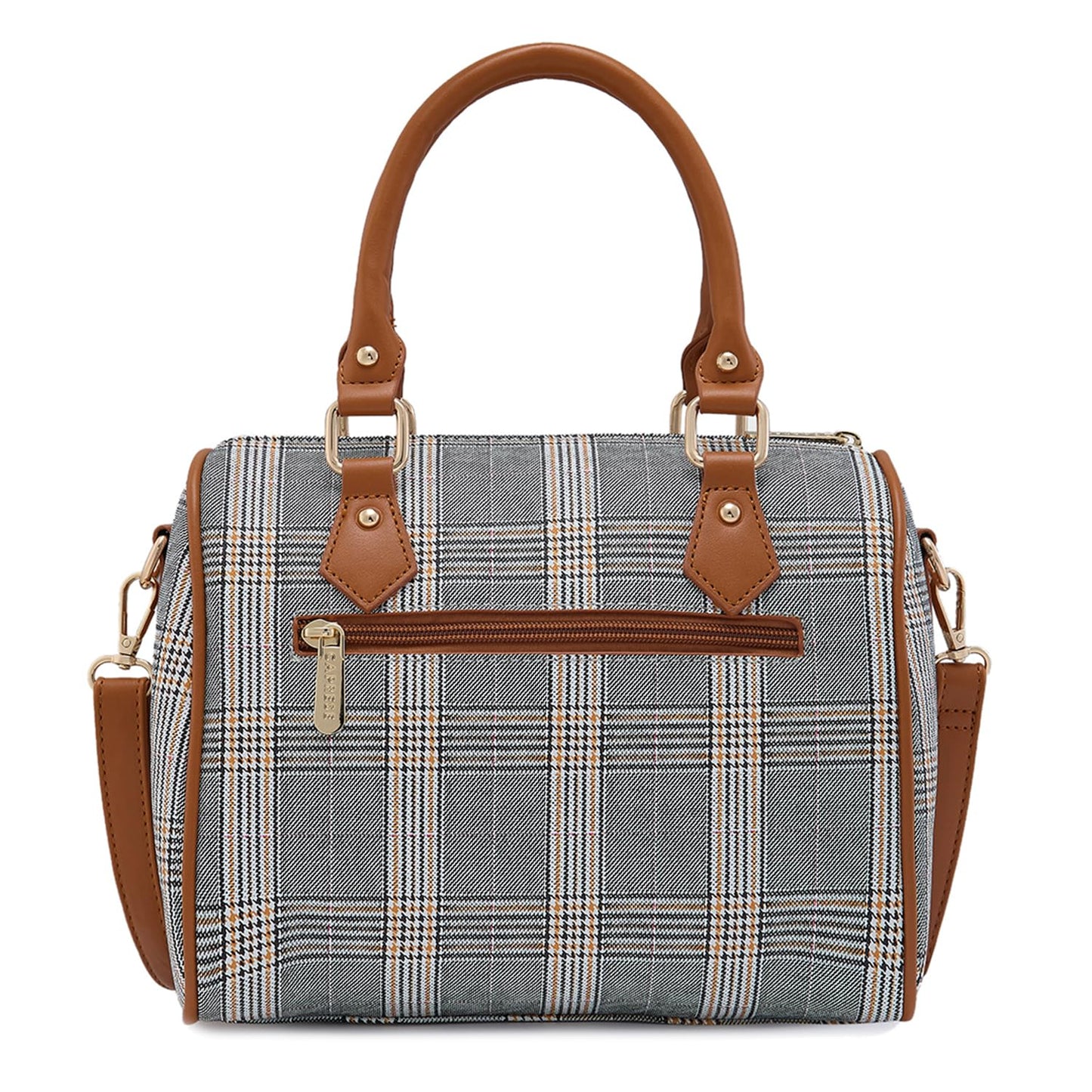 Caprese REMI CHECKERED TAN FAUX LEATHER MEDIUM SATCHEL HANDBAG