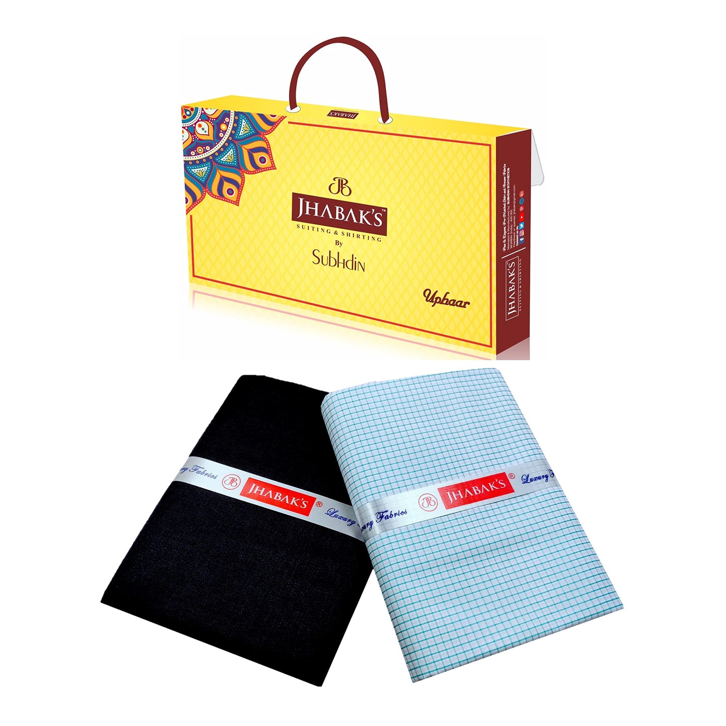 JHABAK'S Unstitched Polyester Checkered Shirt & Trouser Fabric - 2.25 mtr Shirt Cloth - 1.20 mtr Pant Piece