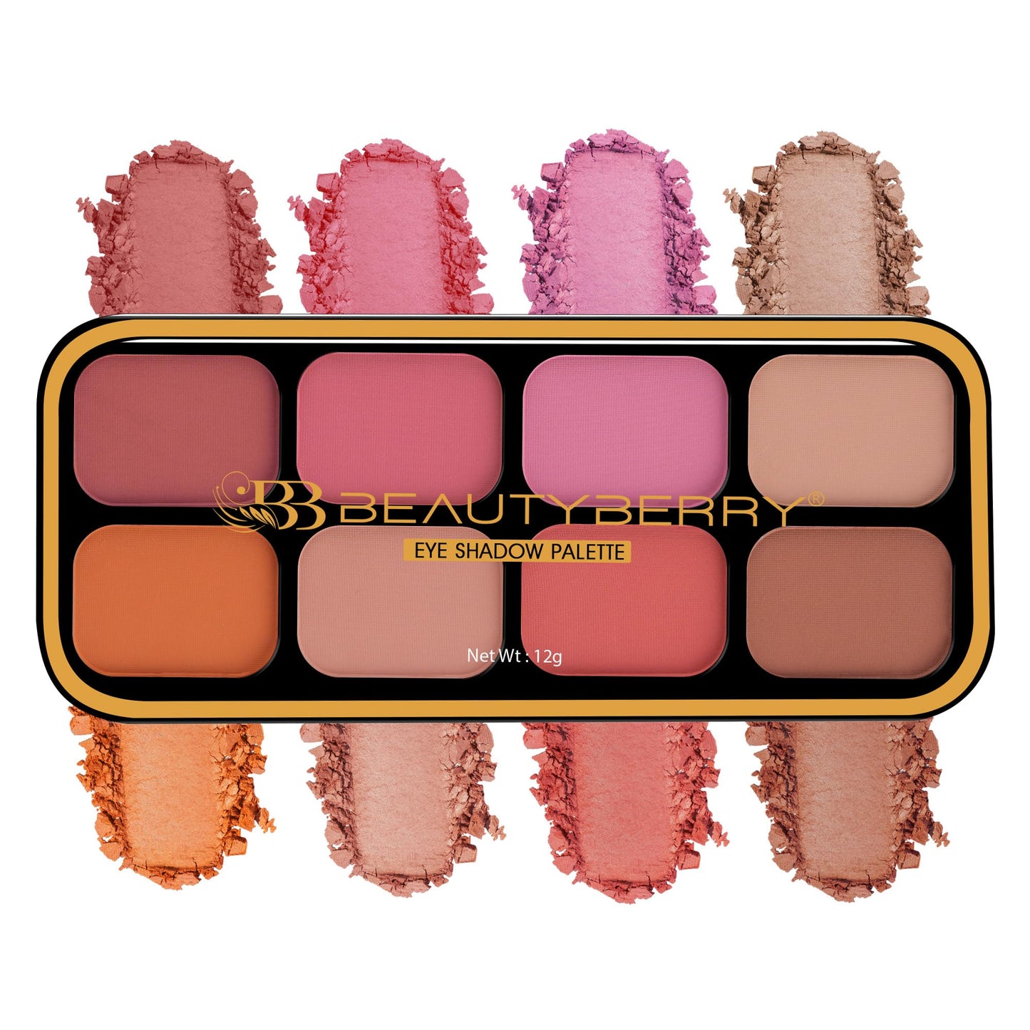Beauty Berry Matte Eyeshadow & Blusher Palette | 8 Highly Pigmented & Blendable Shades | One Swipe Application, Lightweight & Long Wearing Eyeshadow Palette for Eye Makeup (Shade - 02)