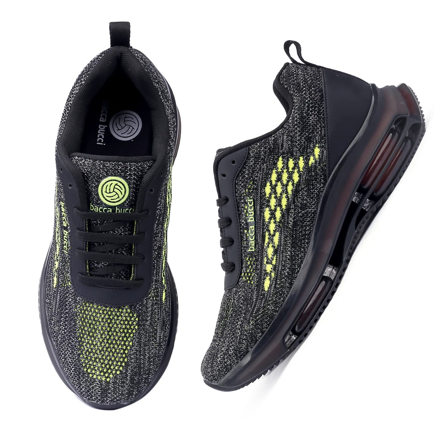 Bacca Bucci® Blaze Men Lifestyle Lace-up Sports Sneakers for Men for Outdoor Sports & Training | with Thick Triple Air Bounce Comfort Outsole - Olive, Size UK6