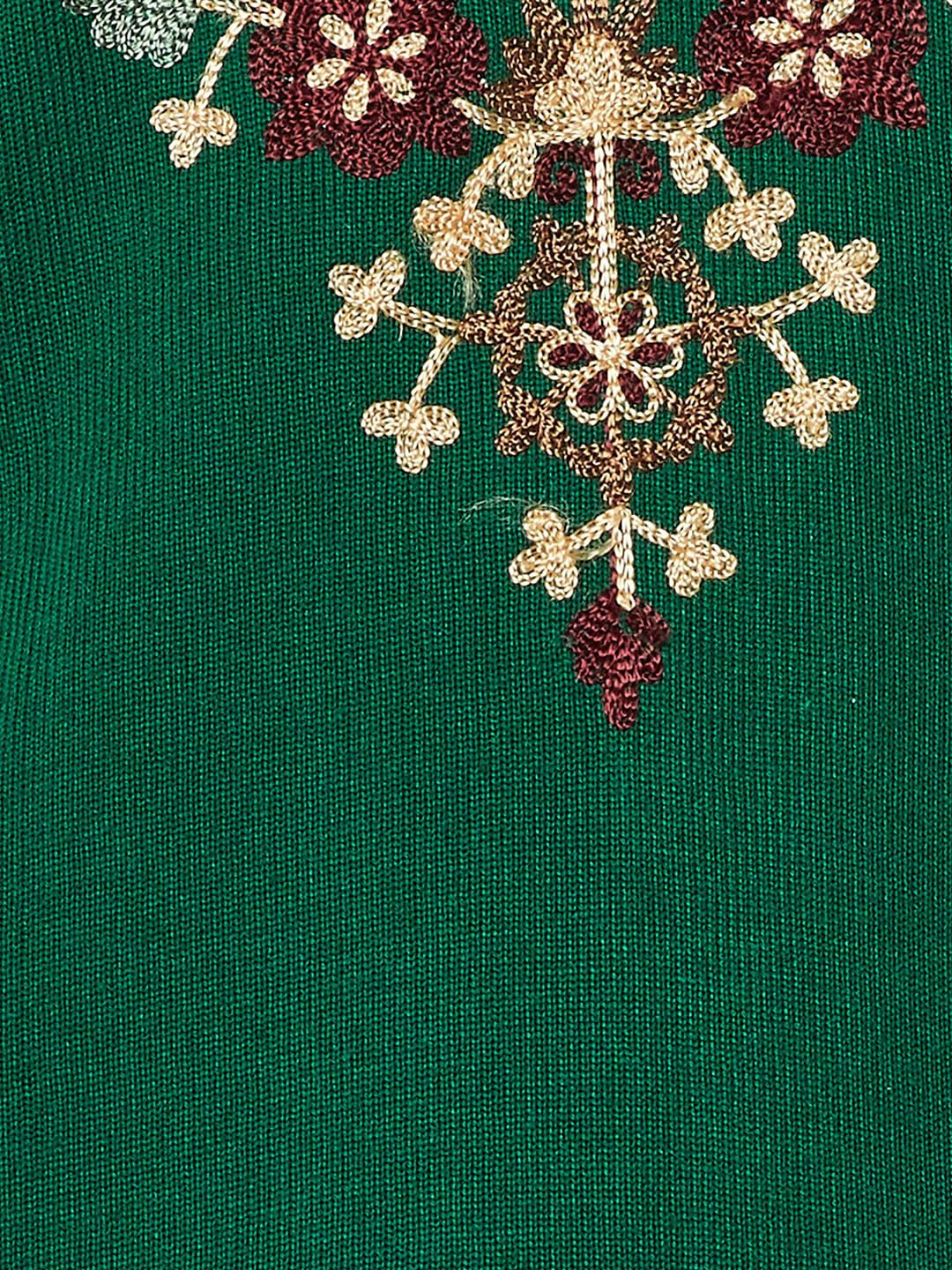 Max Women Embroidered Winter Kurta(Green_S)