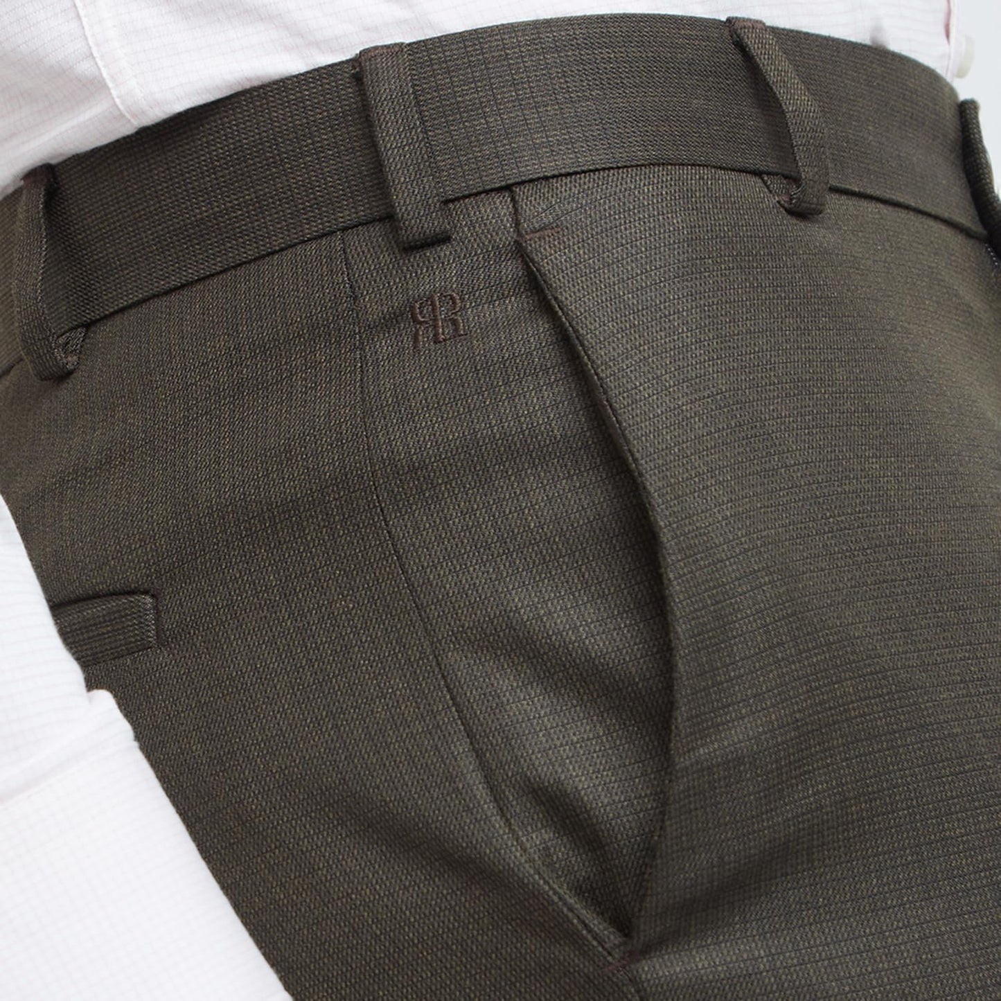 Raymond Men's Slim Fit Structure Pattern Poly Viscose Blend Flat Front Formal Trouser (Size: 32)-RMTS05509-O7 Dark Brown, Mid Rise