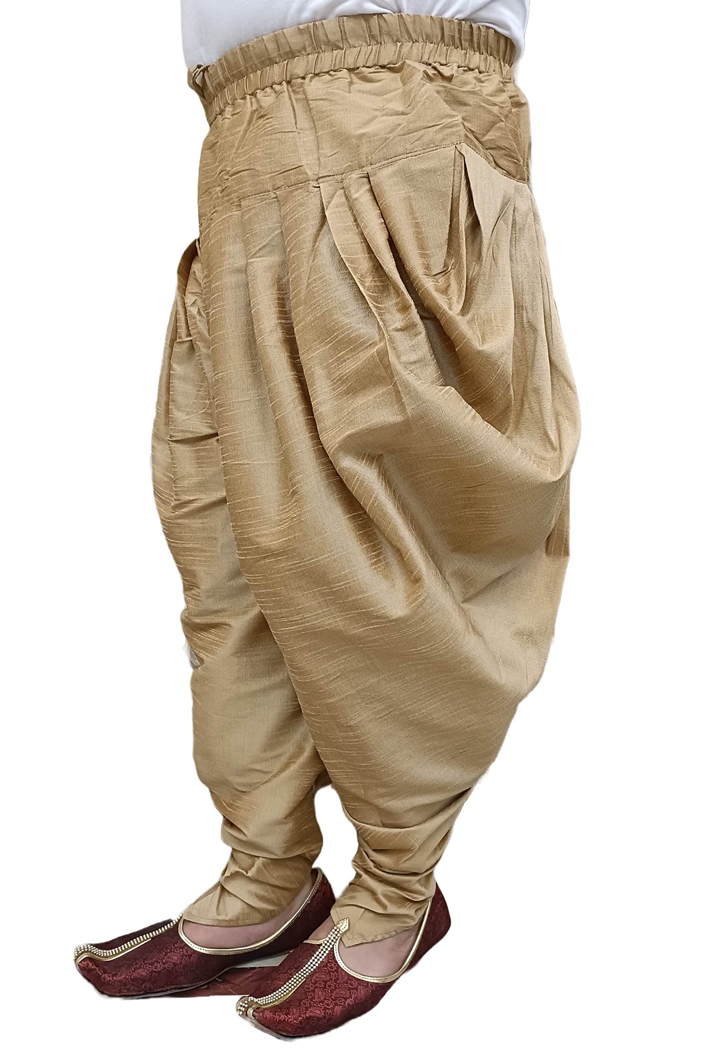 Over Crowd Men New Look Gold Plant Jacquard Kurta & Salwar Set (Maroon & Gold);Size:42