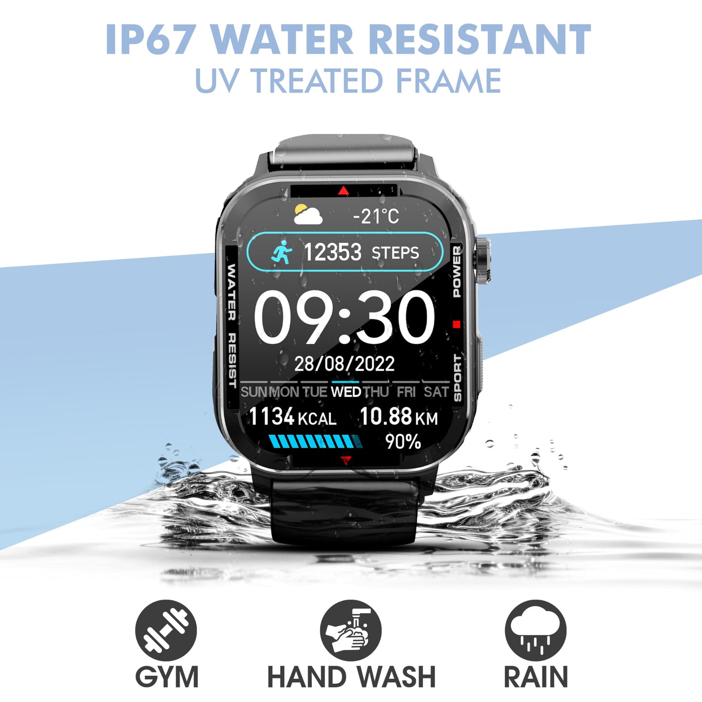 Nervfit Newly Launched Phoenix Smartwatch 1.85" NervX OLED Display, Bluetooth Calling, IP67 Waterproof, Fitness & Health Tracker with Heart Rate, SpO2, Stress & Sleep Monitoring (Midnight Black)